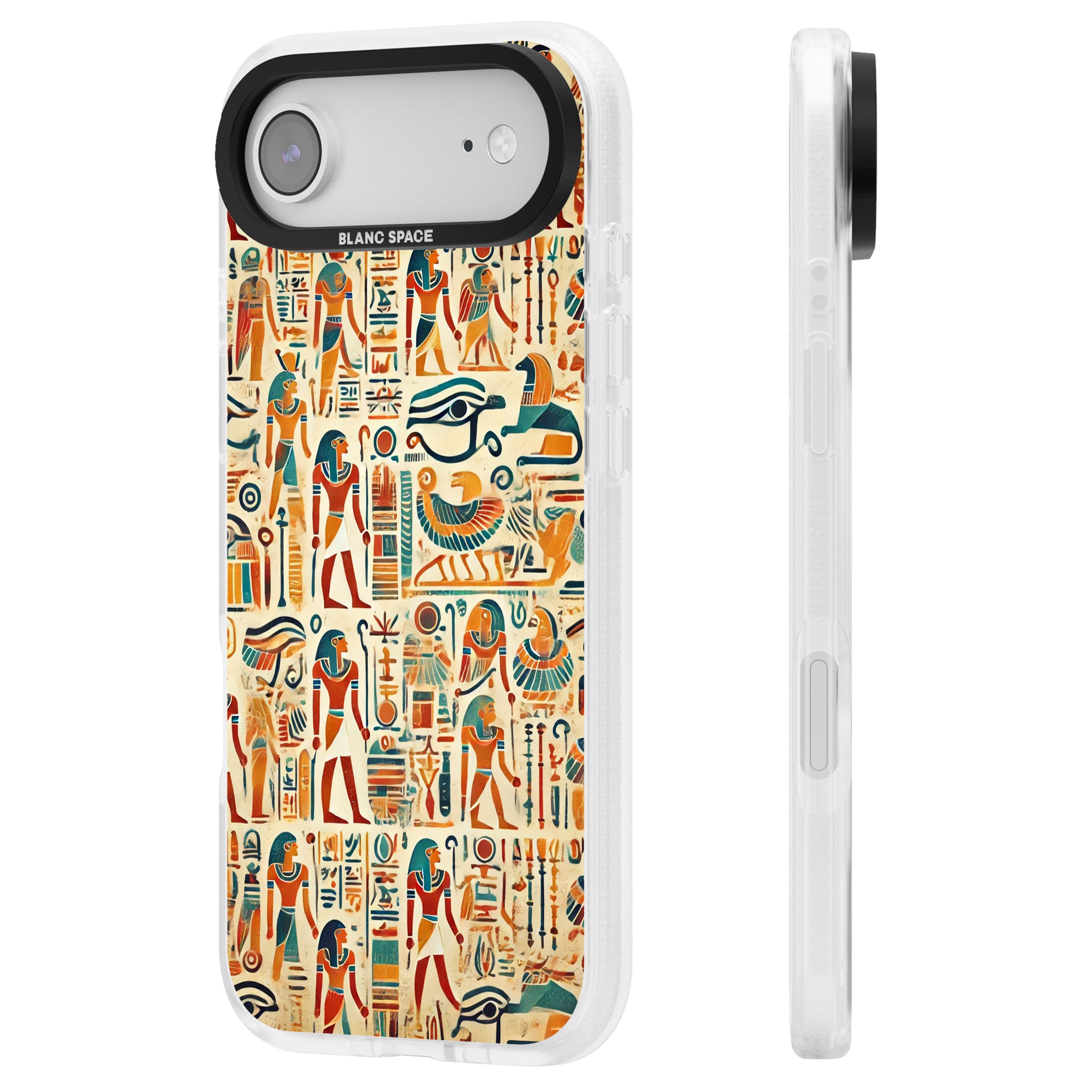 Egyptian Heiroglyphics iPhone 17 Air Impact Air Clear Phone Case Side Profile