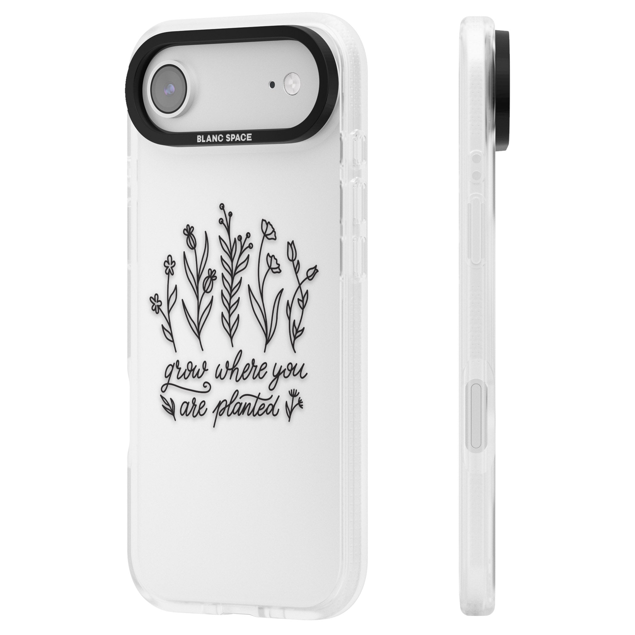 Grow Where You Are Planted iPhone 17 Air Impact Air Clear Phone Case Side Profile