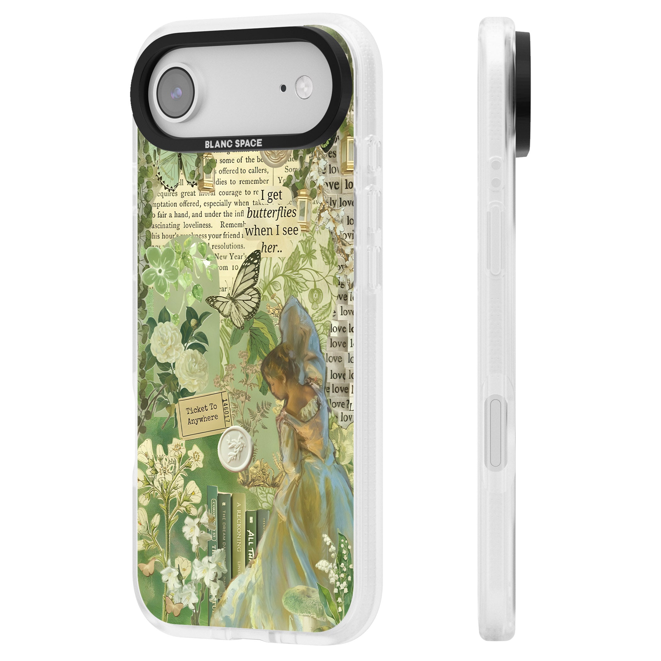 Vintage Green Fairy iPhone 17 Air Impact Air Clear Phone Case Side Profile