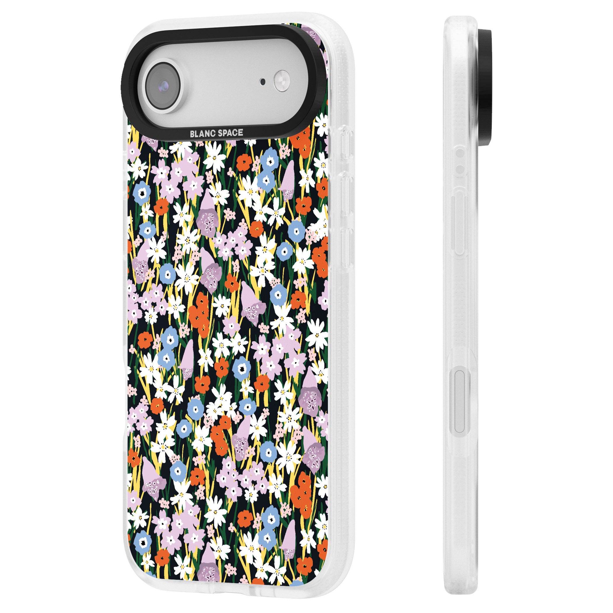 Energetic Floral Mix iPhone 17 Air Impact Air Clear Phone Case Side Profile