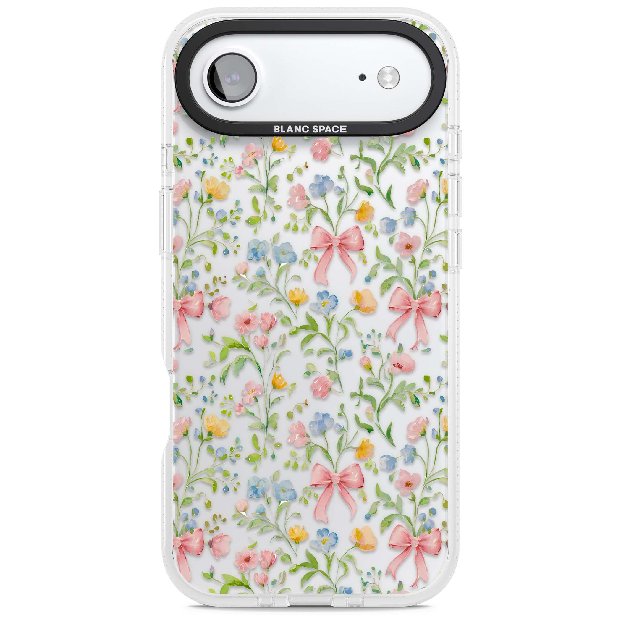 Ribbons & Wildflowers cottagecore iPhone case featuring watercolor wildflowers, pink satin bows, and delicate spring blooms o | Clear Case Impact Air case for iPhone Air