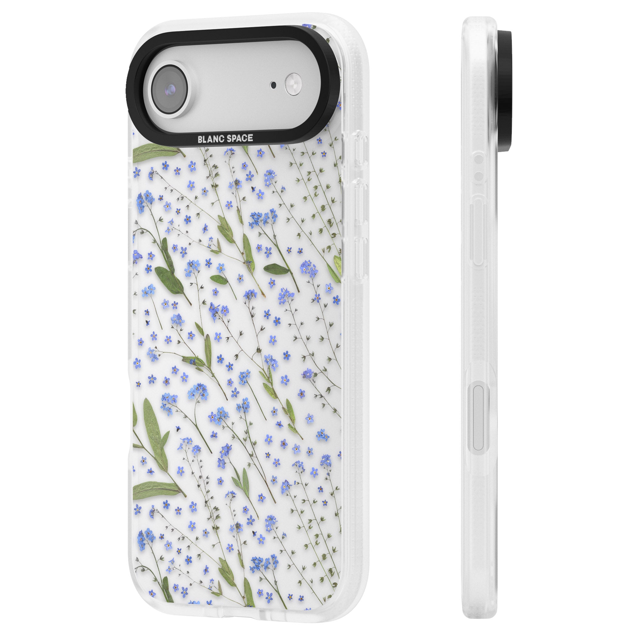Blue Meadow Floral iPhone 17 Air Impact Air Clear Phone Case Side Profile