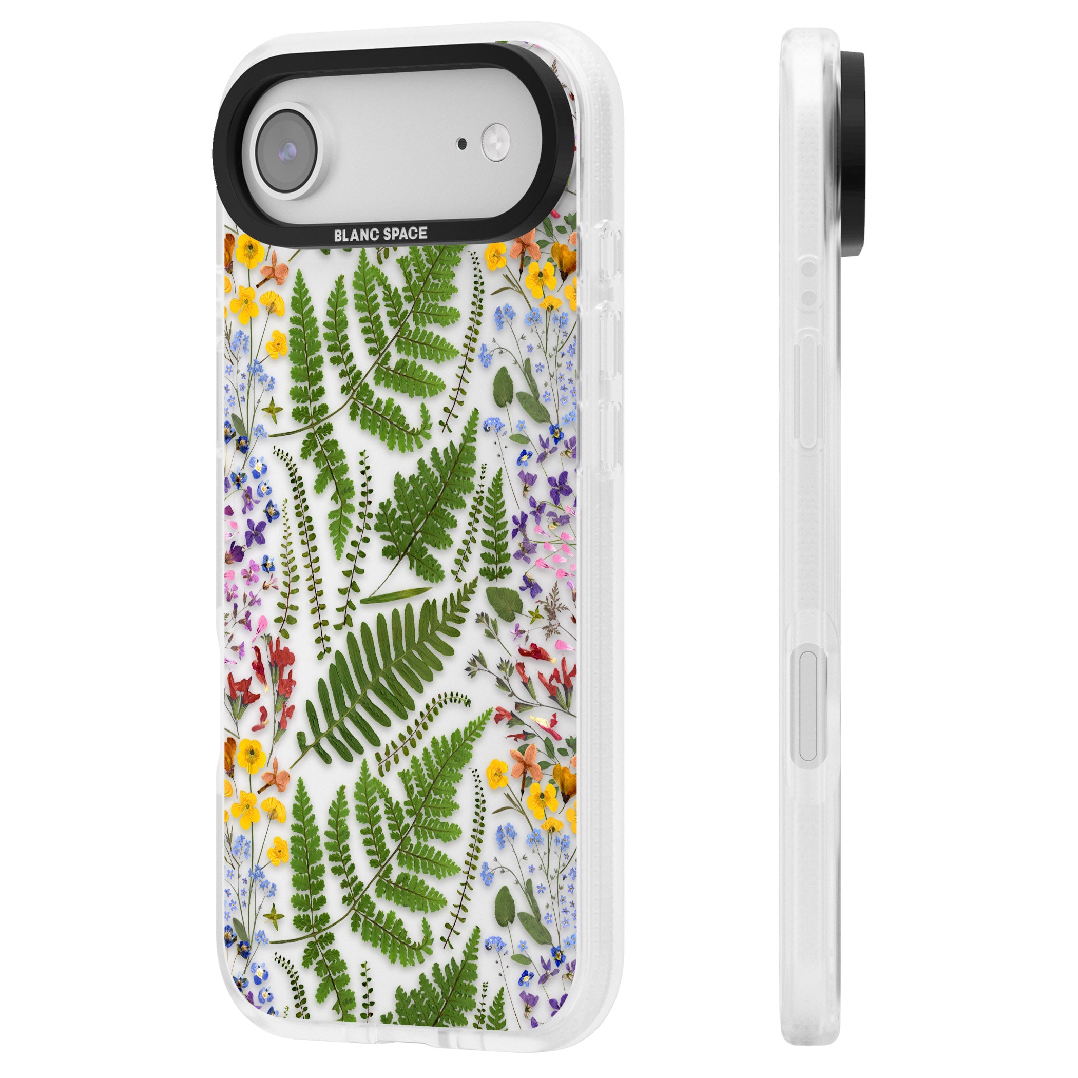 Botanical Fern & Floral iPhone 17 Air Impact Air Clear Phone Case Side Profile