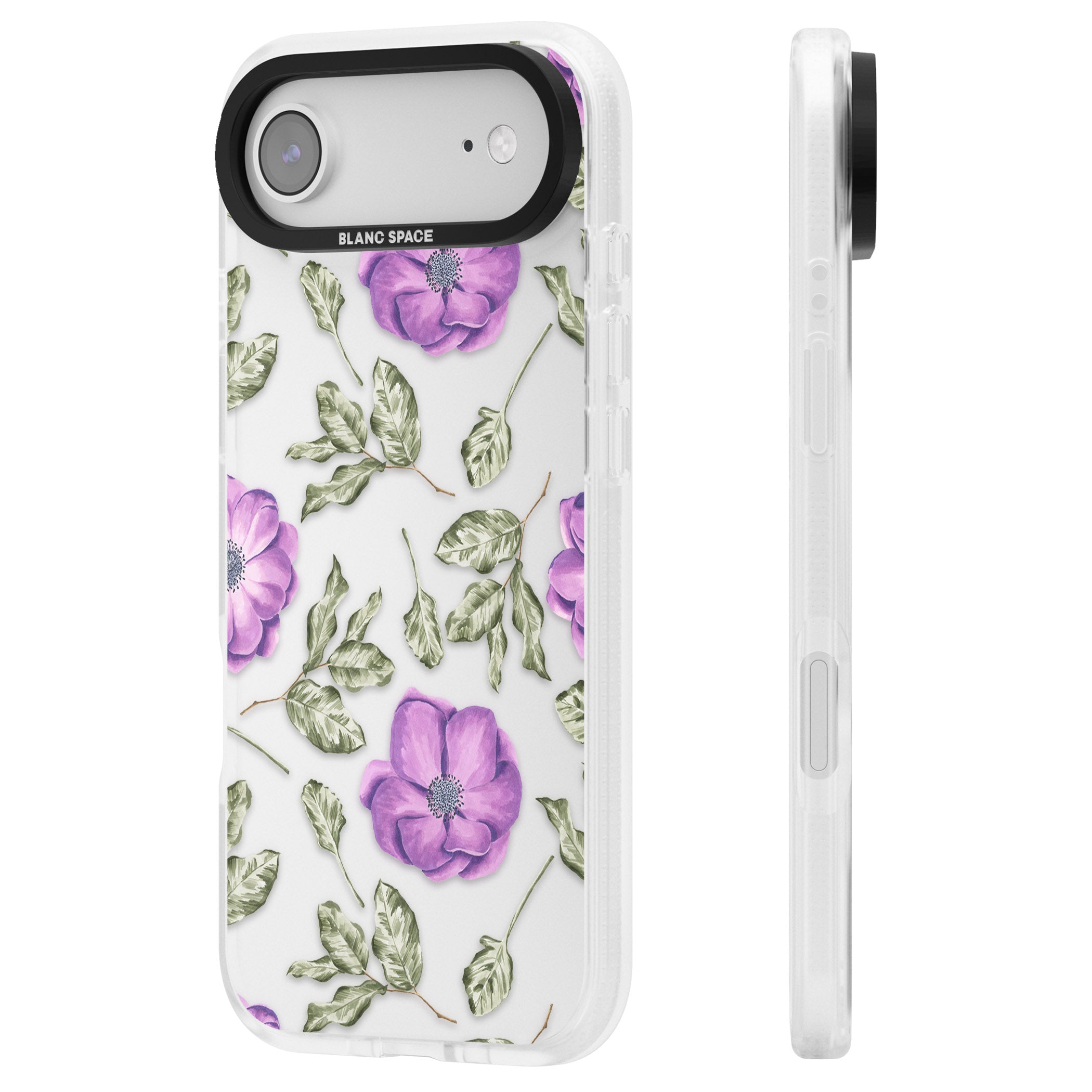 Purple Bloom Floral iPhone 17 Air Impact Air Clear Phone Case Side Profile