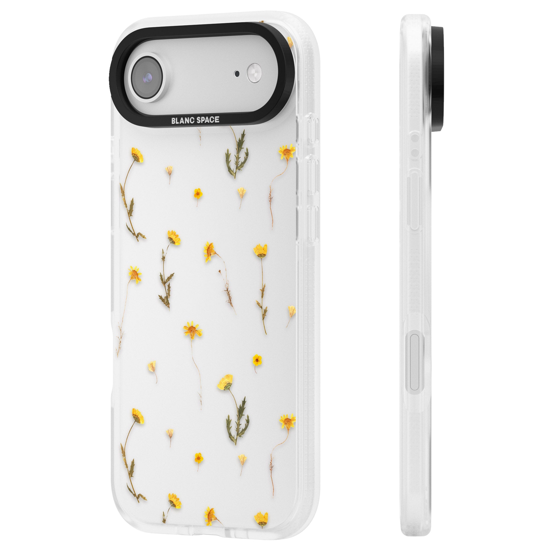 Yellow Wildflower iPhone 17 Air Impact Air Clear Phone Case Side Profile