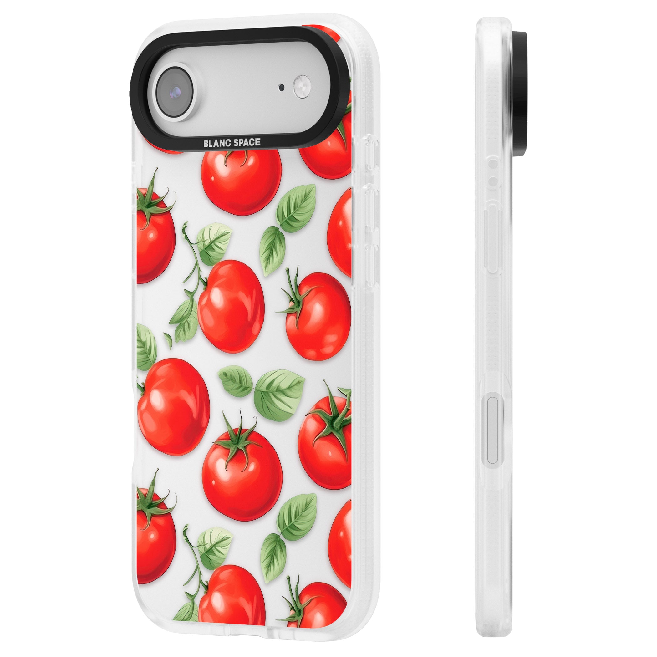 Tomato Pattern iPhone 17 Air Impact Air Clear Phone Case Side Profile