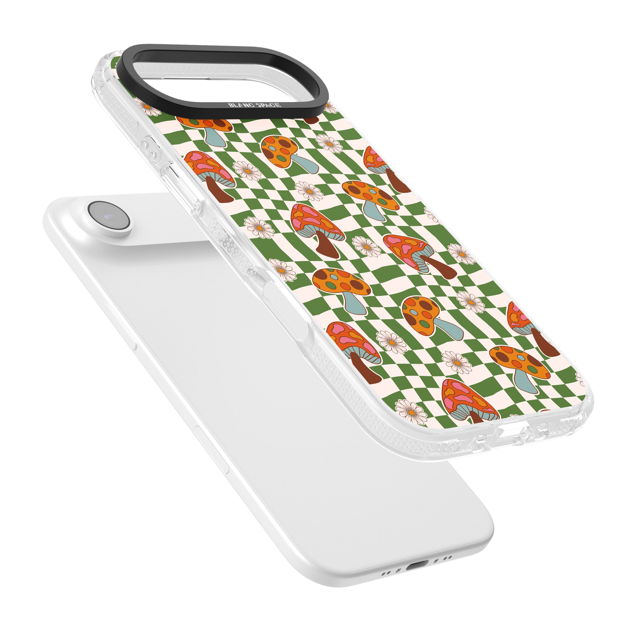 Wavy Checked Shroom & Bloom iPhone 17 Air Impact Air Clear Phone Case Colours