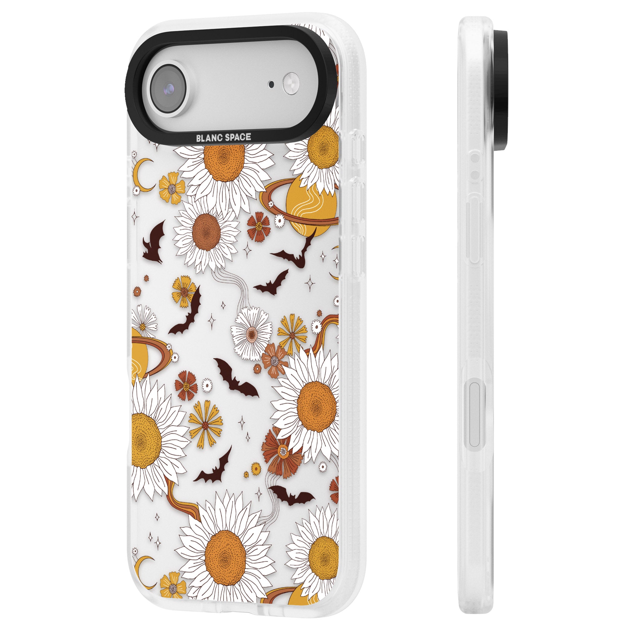 Halloween Bats And Planets iPhone 17 Air Impact Air Clear Phone Case Side Profile