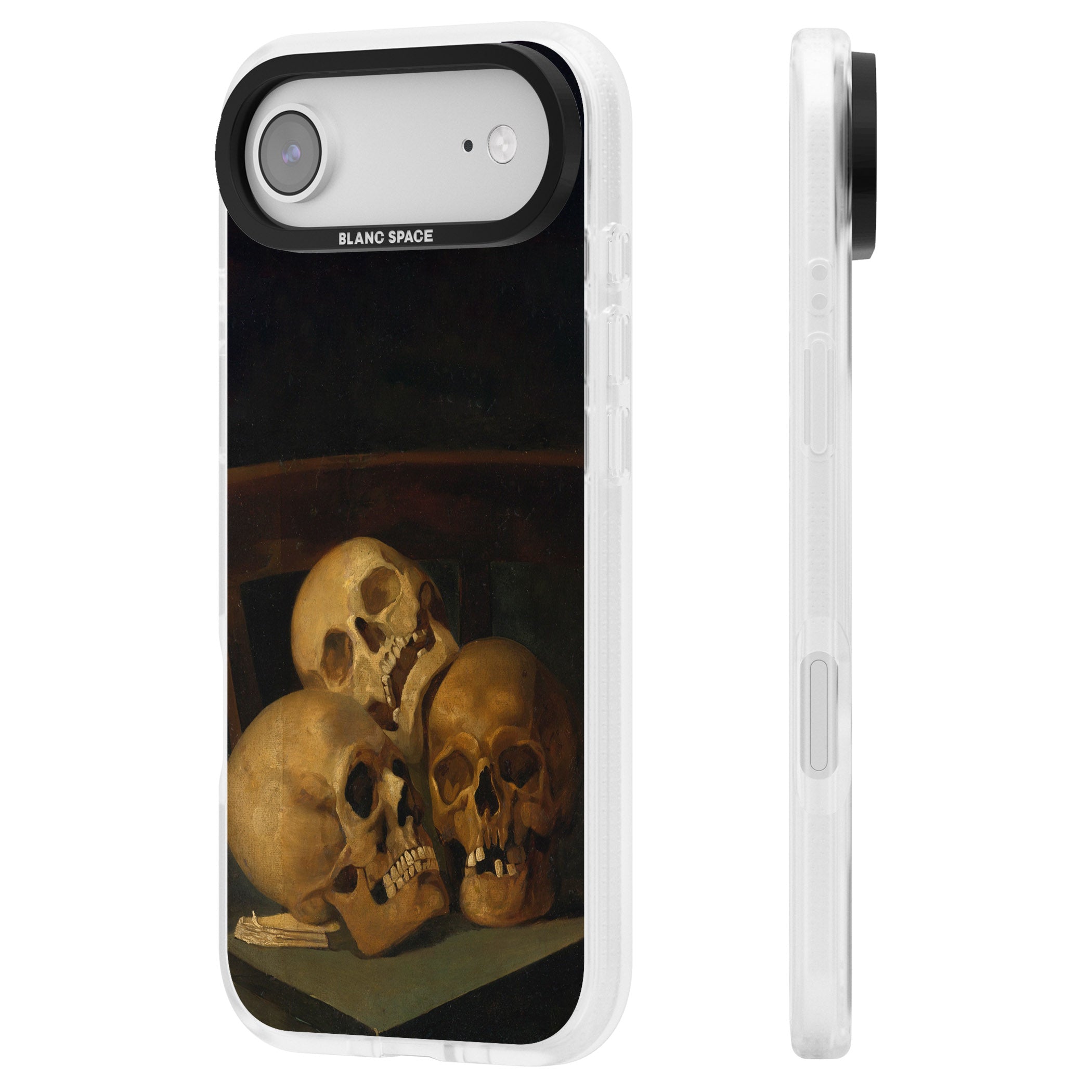 Still Life Of Three Skulls iPhone 17 Air Impact Air Clear Phone Case Side Profile