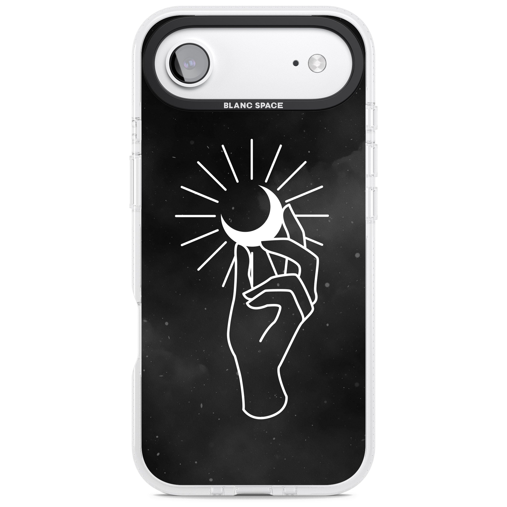 Hand Holding Celestial Moon iPhone 17 Air Impact Air Clear Phone Case