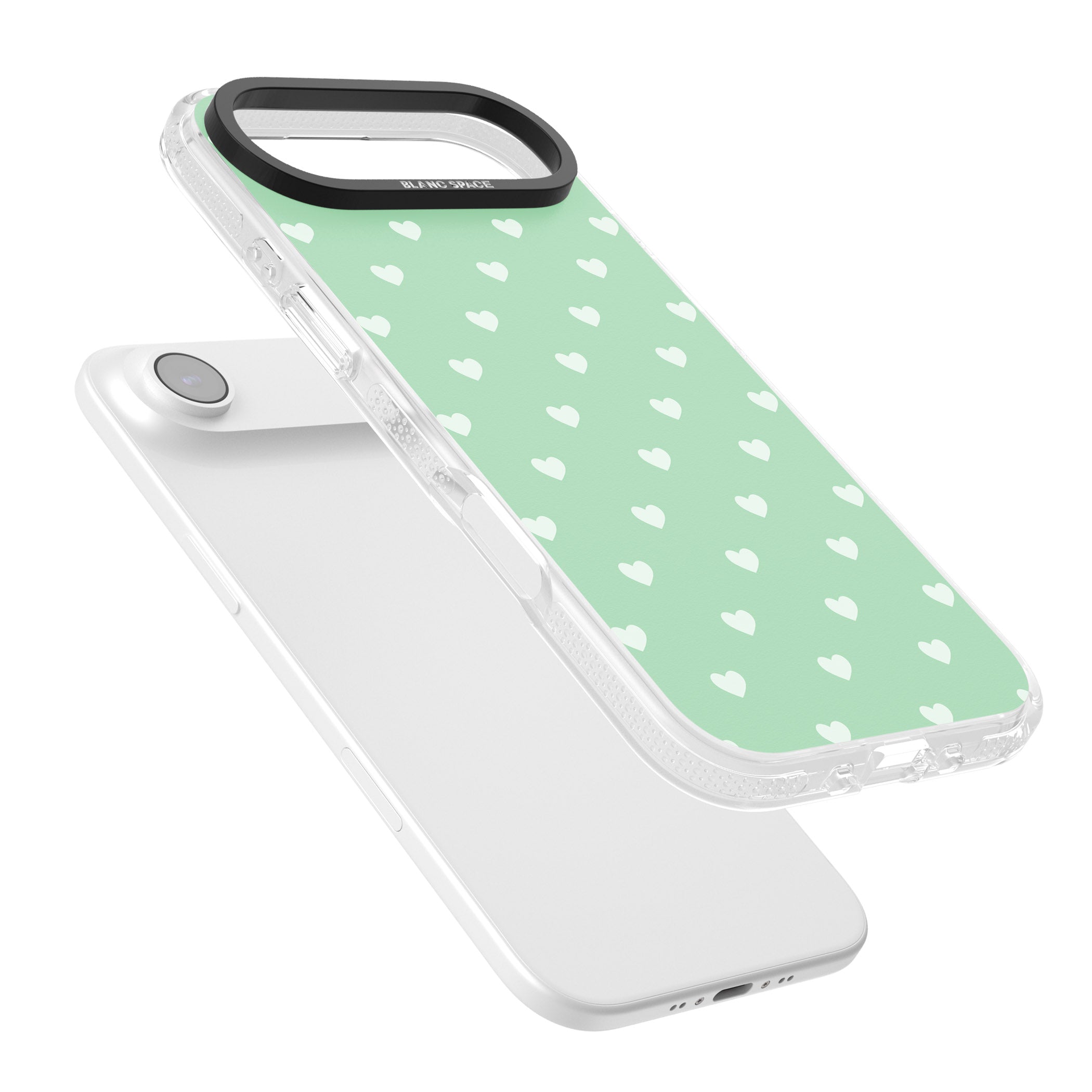 Small Heart Pattern: Green iPhone 17 Air Impact Air Clear Phone Case Colours