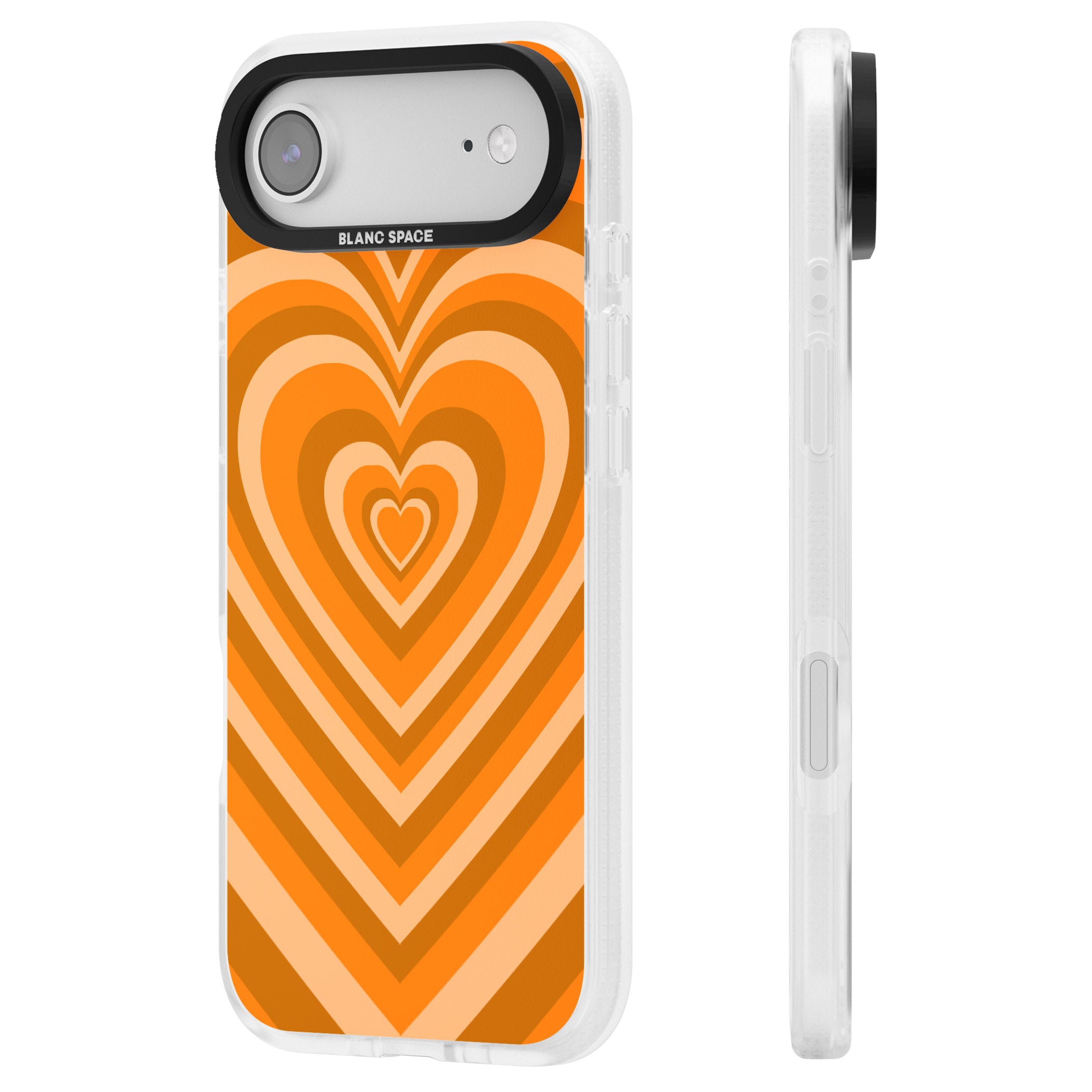 Orange Heart Illusion iPhone 17 Air Impact Air Clear Phone Case Side Profile
