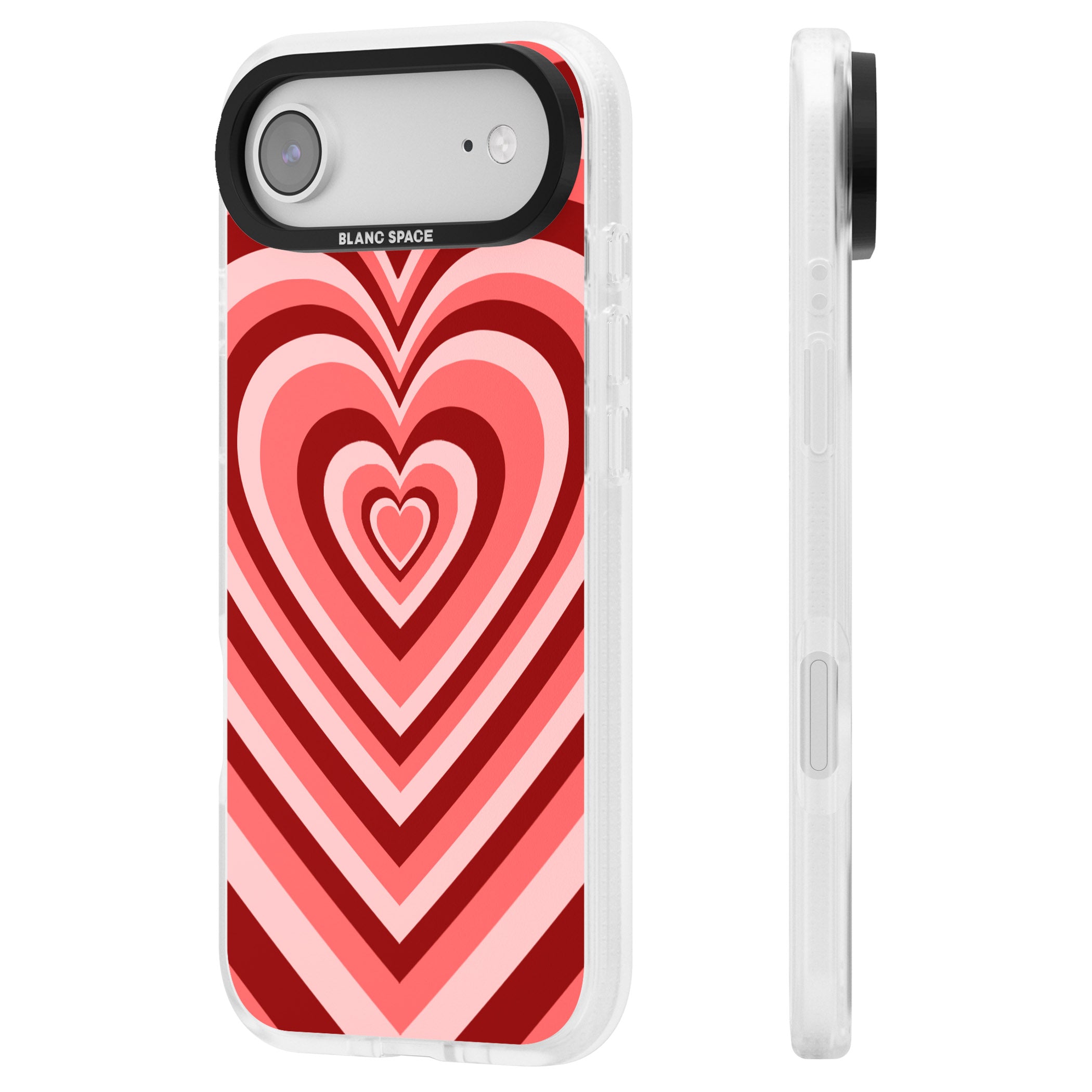 Red Heart Illusion iPhone 17 Air Impact Air Clear Phone Case Side Profile