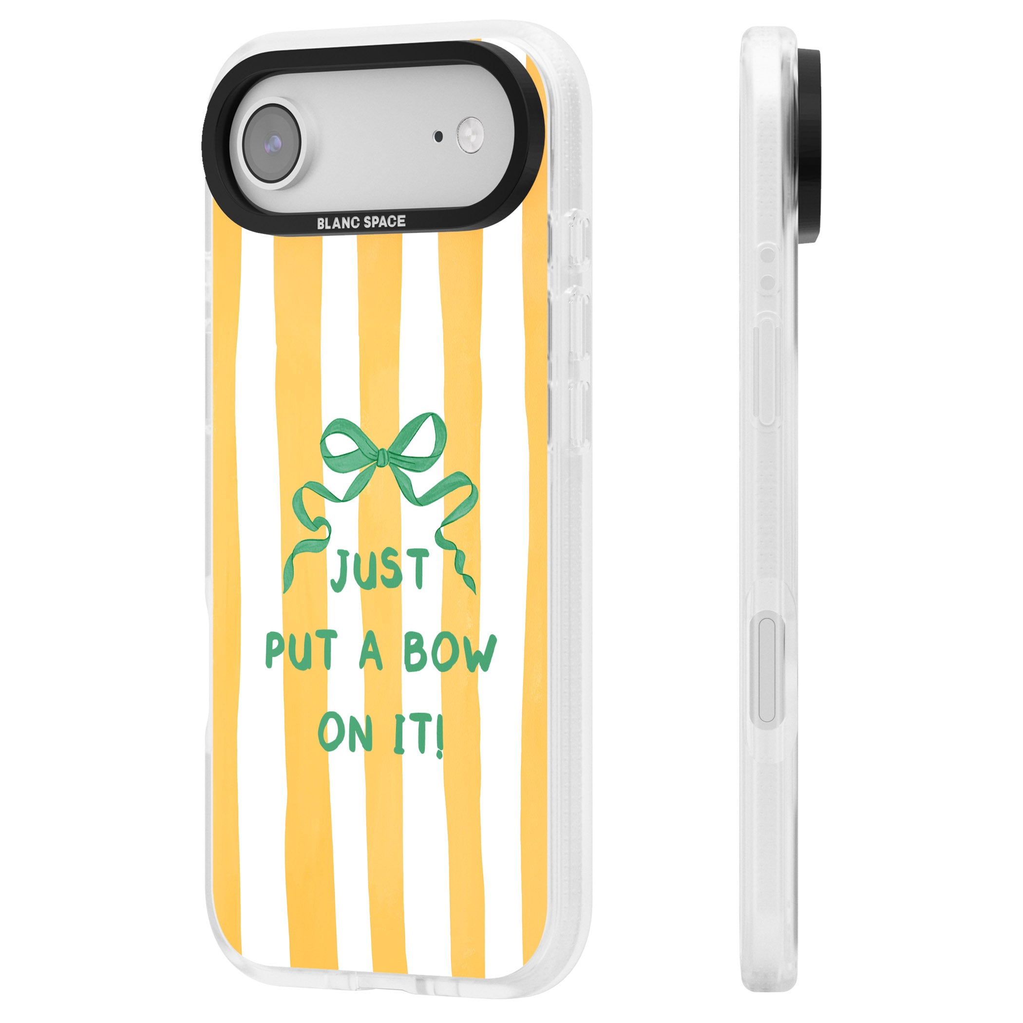 Just Put a Bow On It iPhone 17 Air Impact Air Clear Phone Case Side Profile
