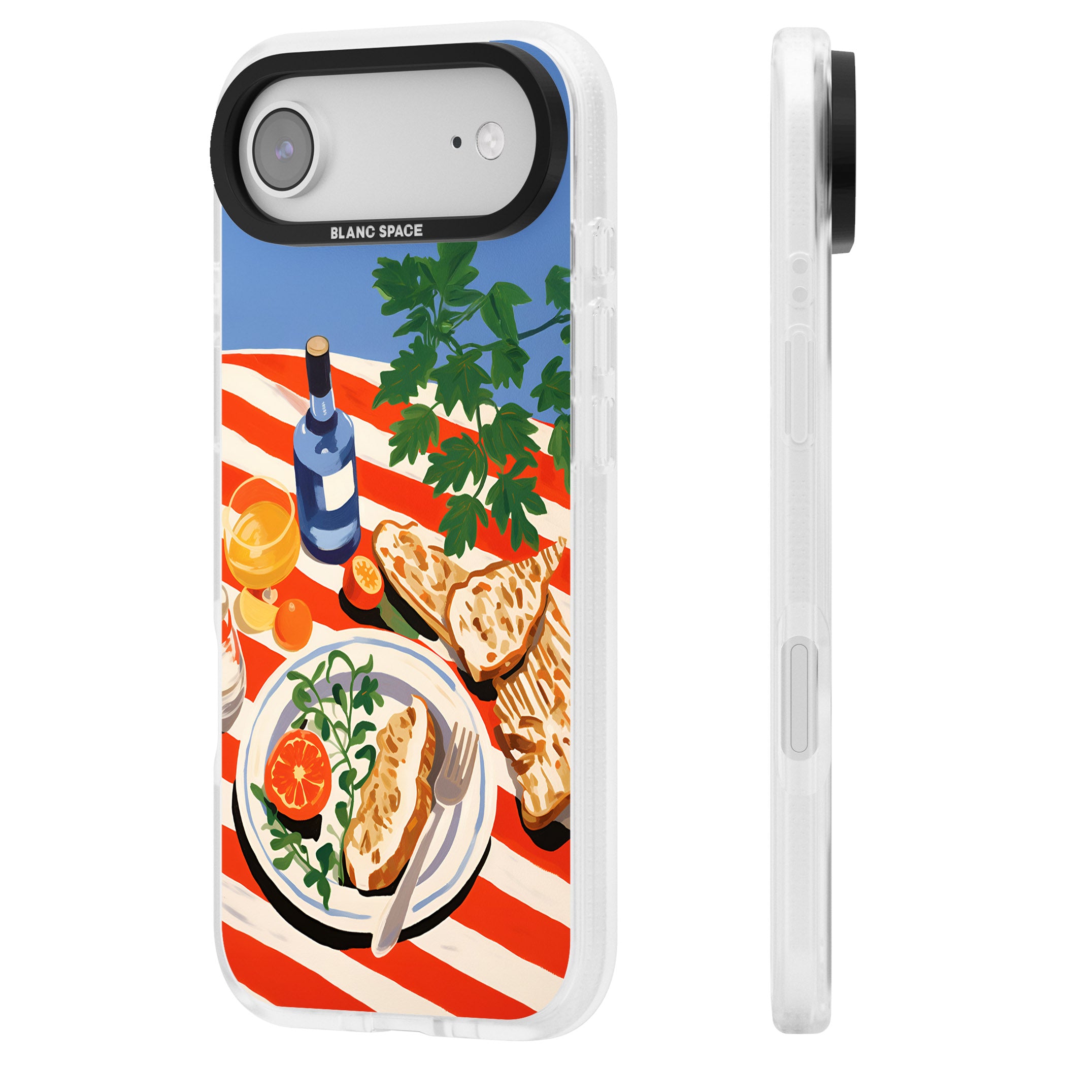 Mediterranean Lunch Table iPhone 17 Air Impact Air Clear Phone Case Side Profile
