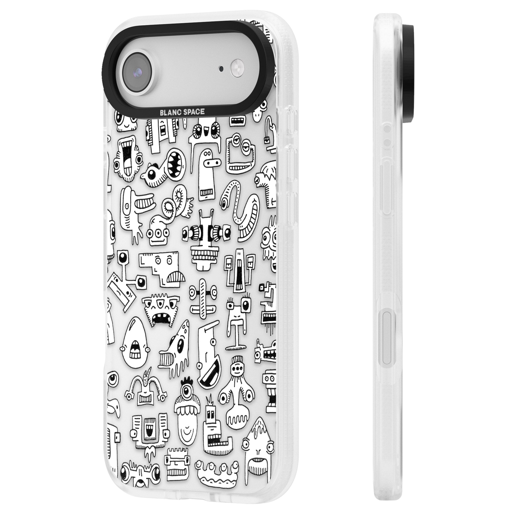 Weird Friends iPhone 17 Air Impact Air Clear Phone Case Side Profile