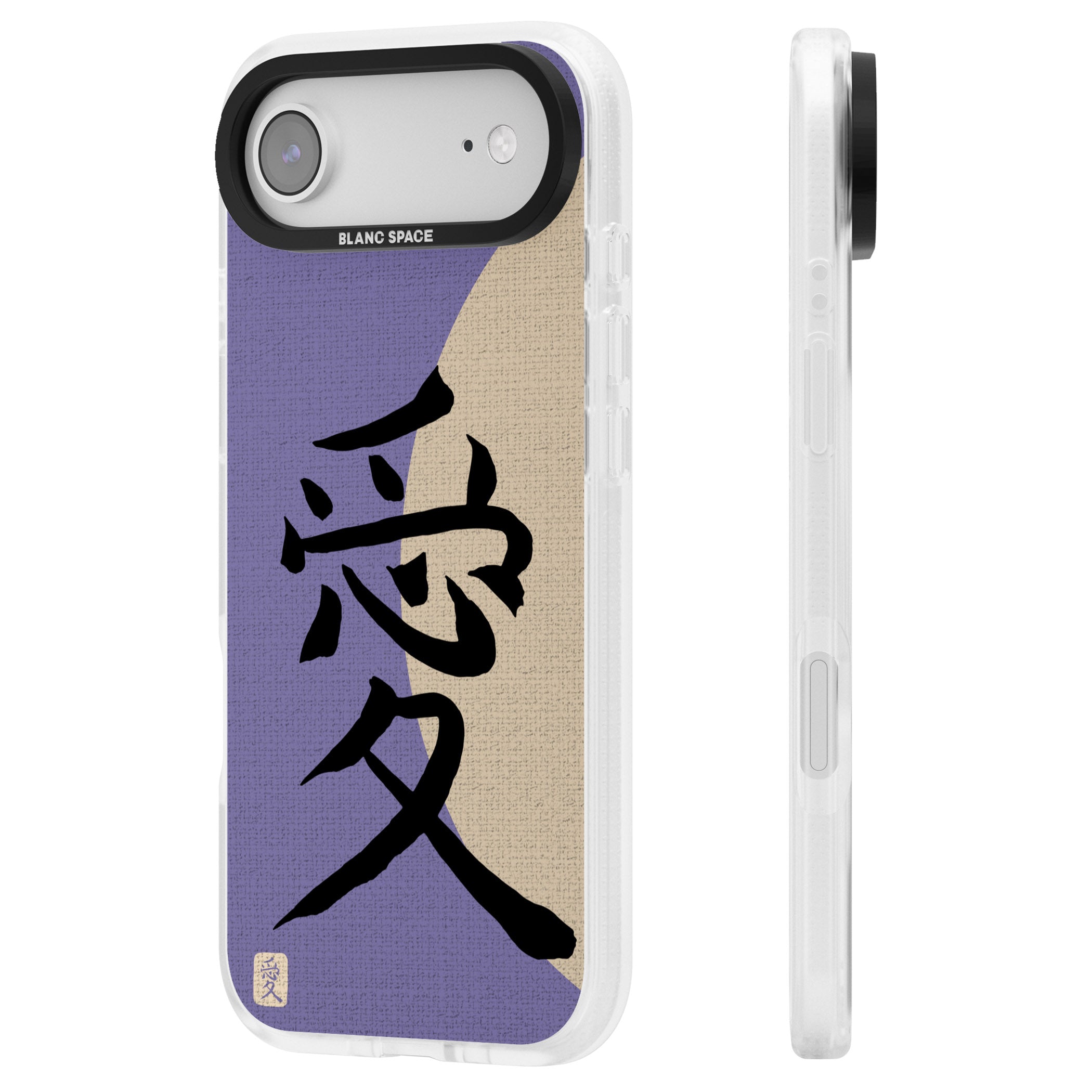 Vintage Japanese Kanji Love iPhone 17 Air Impact Air Clear Phone Case Side Profile