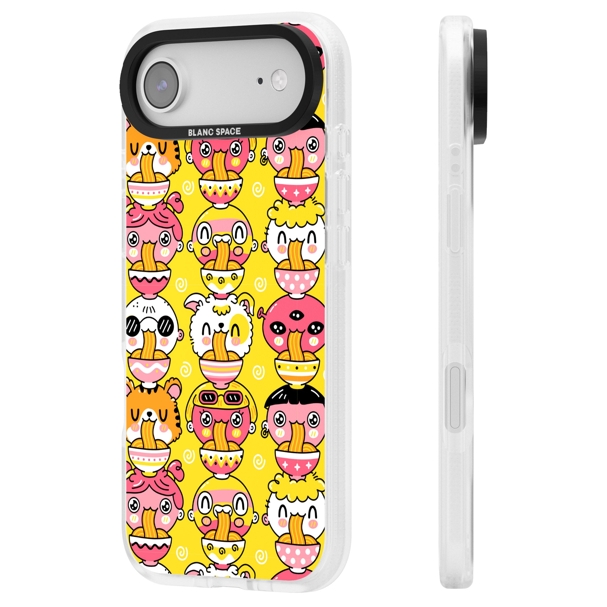 Ramen Noodle Kawaii Pattern iPhone 17 Air Impact Air Clear Phone Case Side Profile