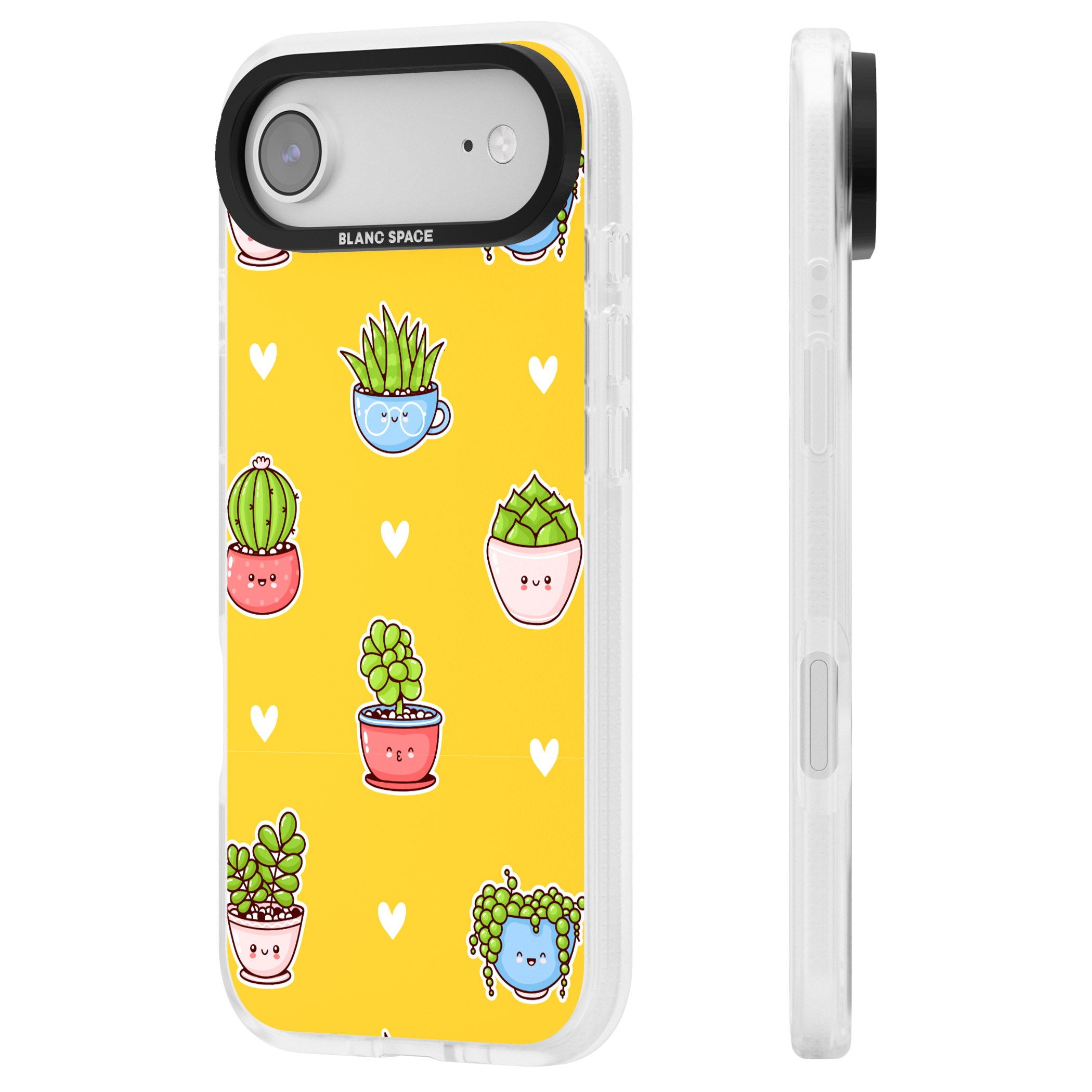 Plant Faces Kawaii Pattern iPhone 17 Air Impact Air Clear Phone Case Side Profile