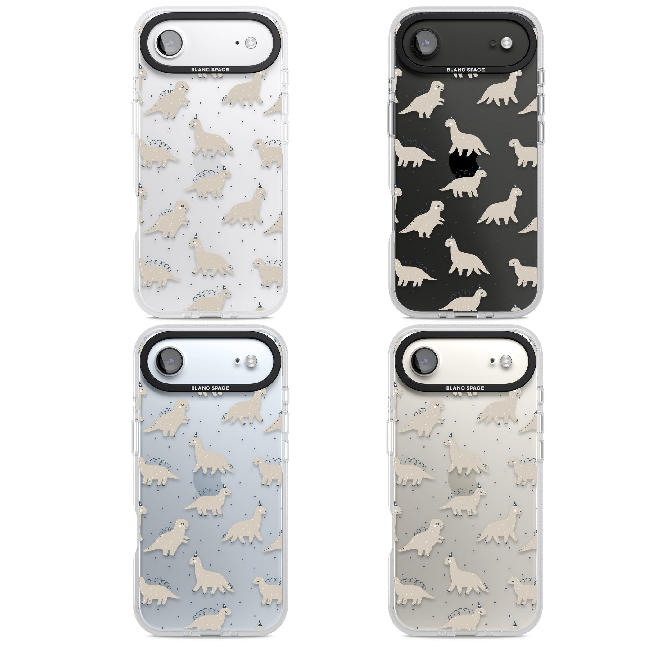 Adorable Dino Pattern iPhone 17 Air Impact Air Clear Phone Case APT Impact Protection