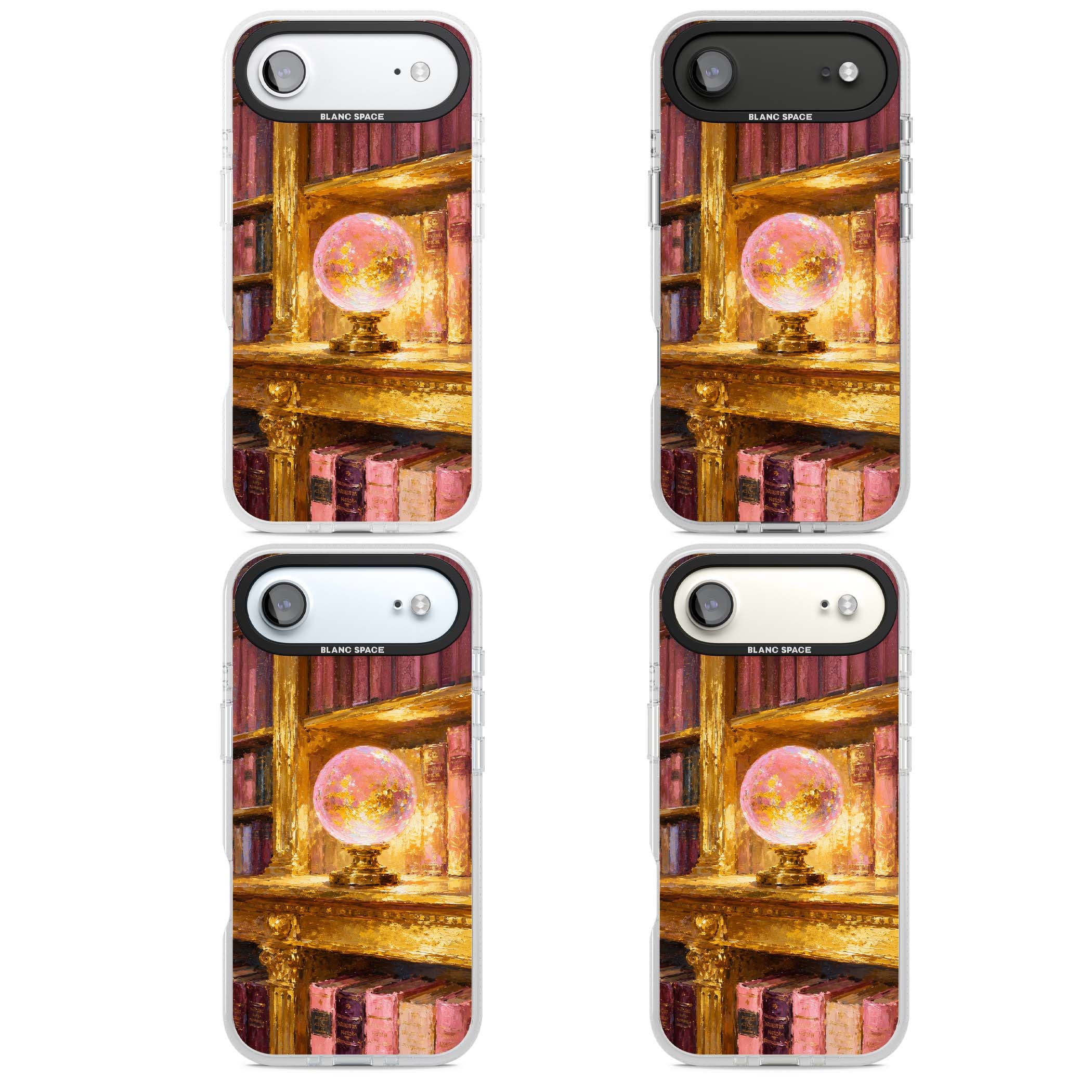 Gilded Library dark academia iPhone case featuring an oil painted crystal ball on a gilded library shelf with vintage | Clear Case Impact Air case for iPhone Air
