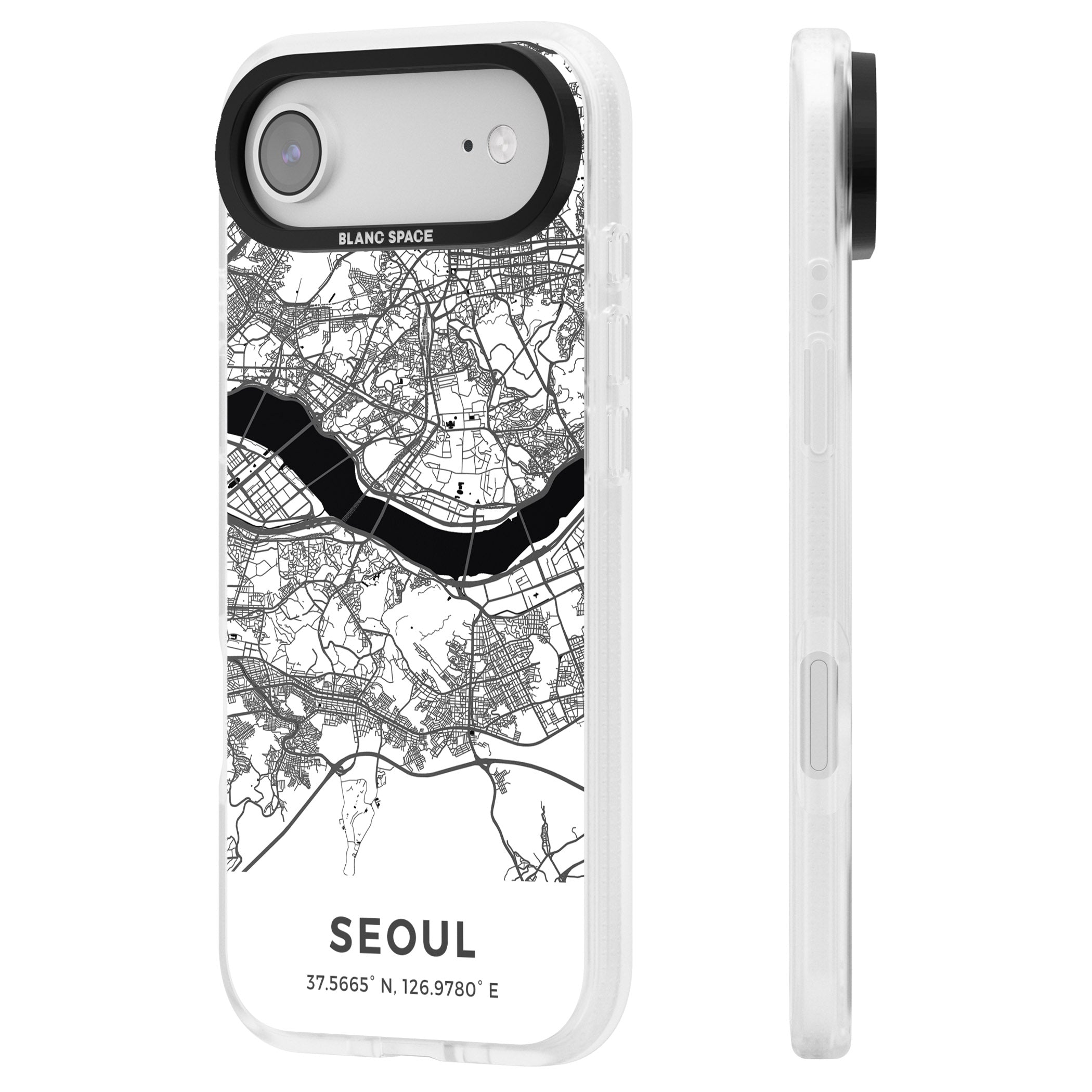 Seoul City Map iPhone 17 Air Impact Air Clear Phone Case Side Profile
