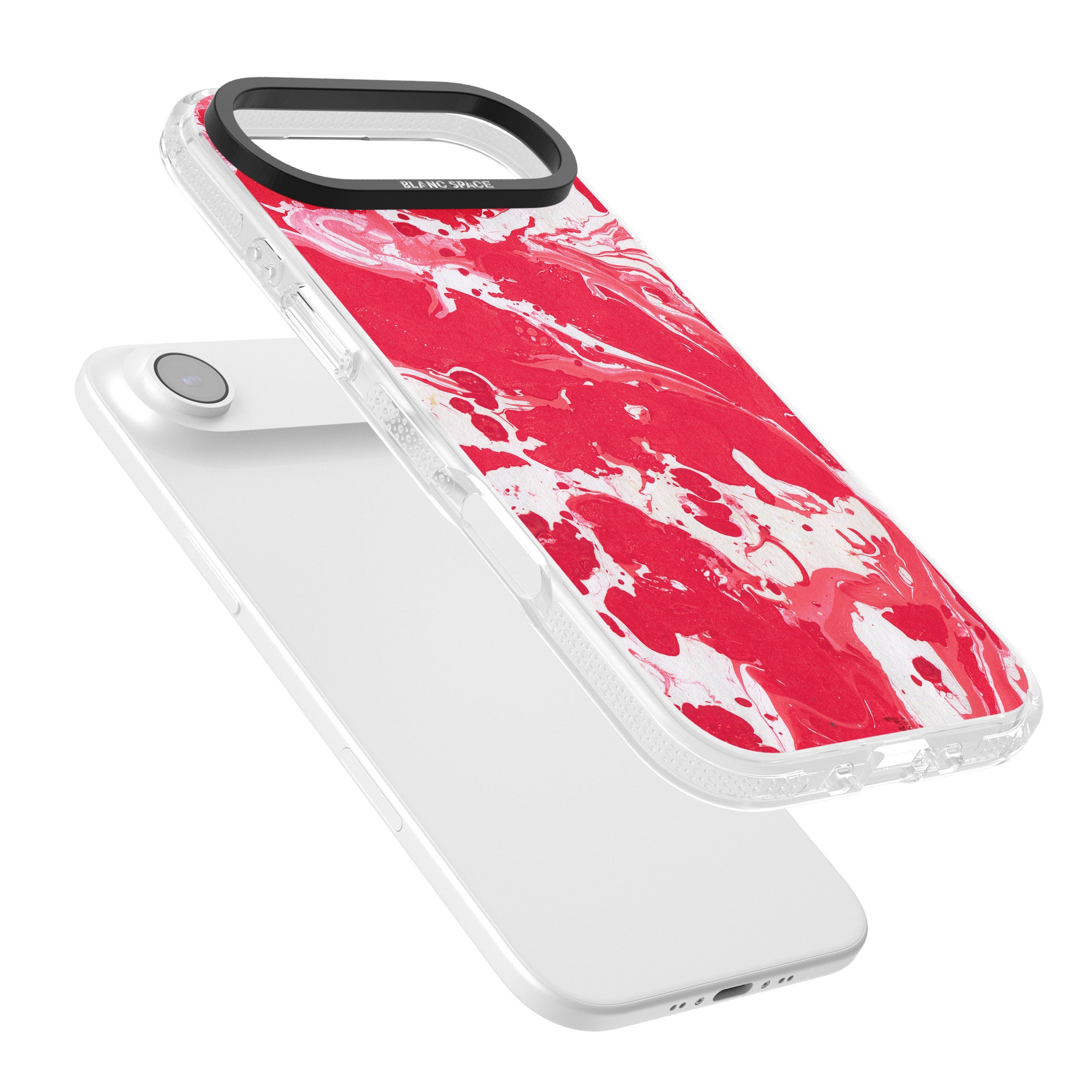 Red & White Marbled iPhone 17 Air Impact Air Clear Phone Case Colours