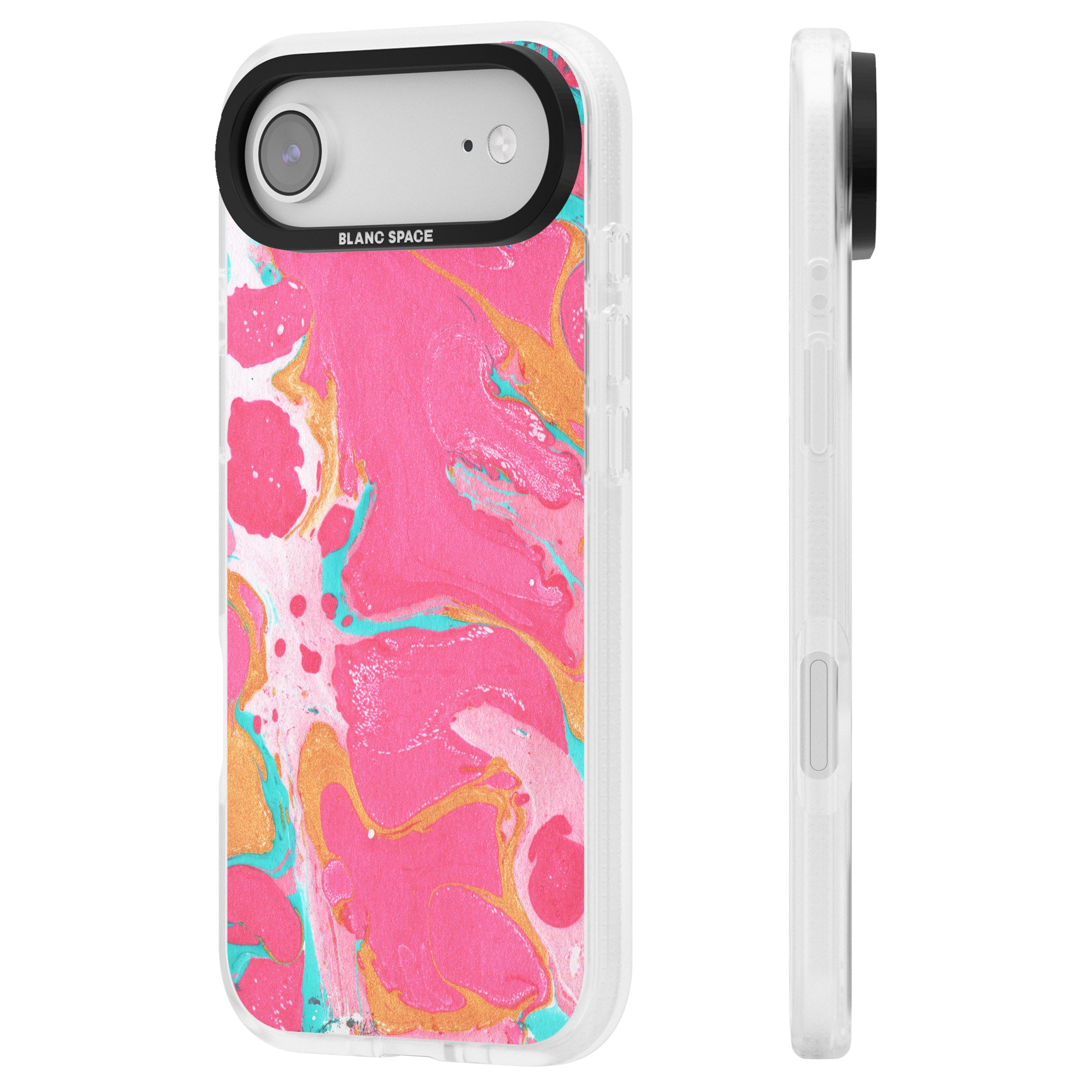 Vibrant Marbled Paper iPhone 17 Air Impact Air Clear Phone Case Side Profile