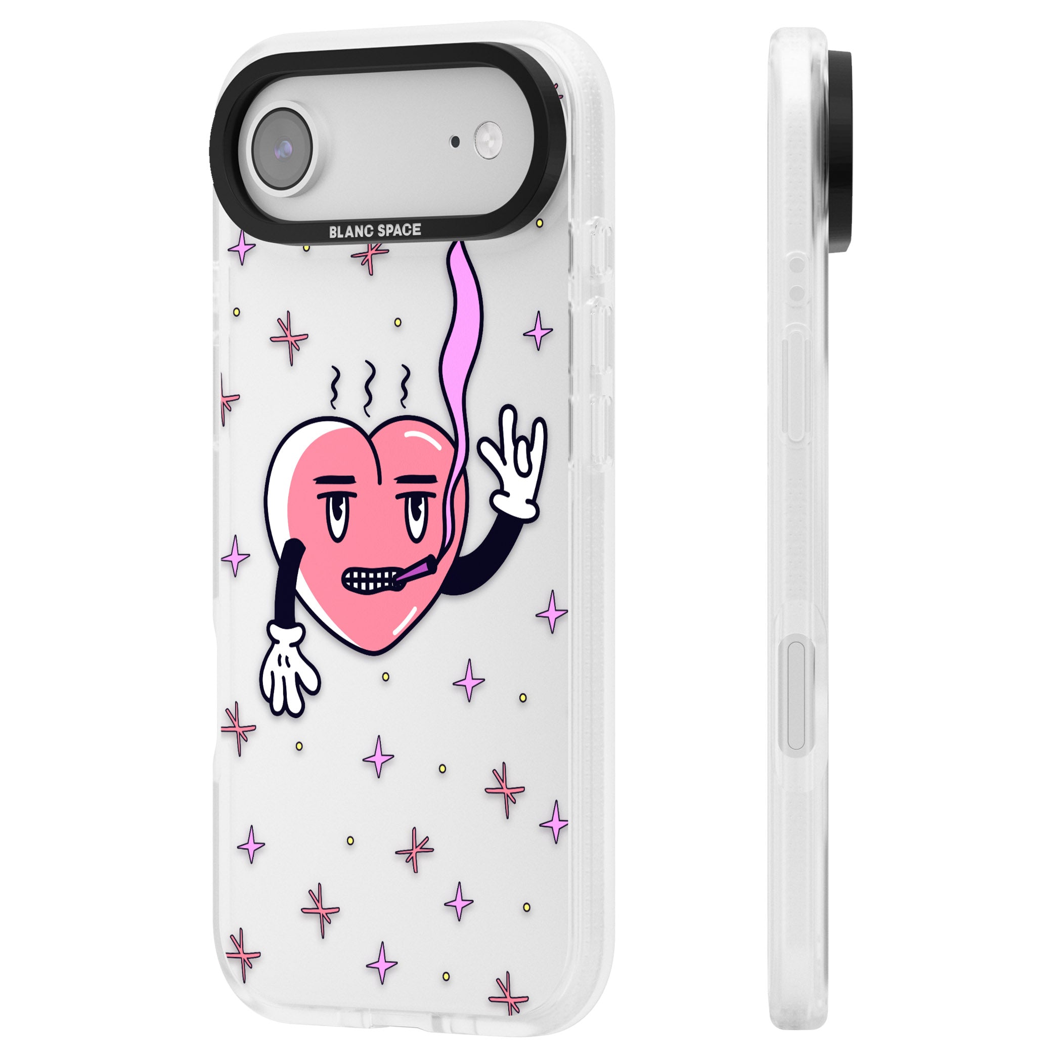 Quirky Heart iPhone 17 Air Impact Air Clear Phone Case Side Profile