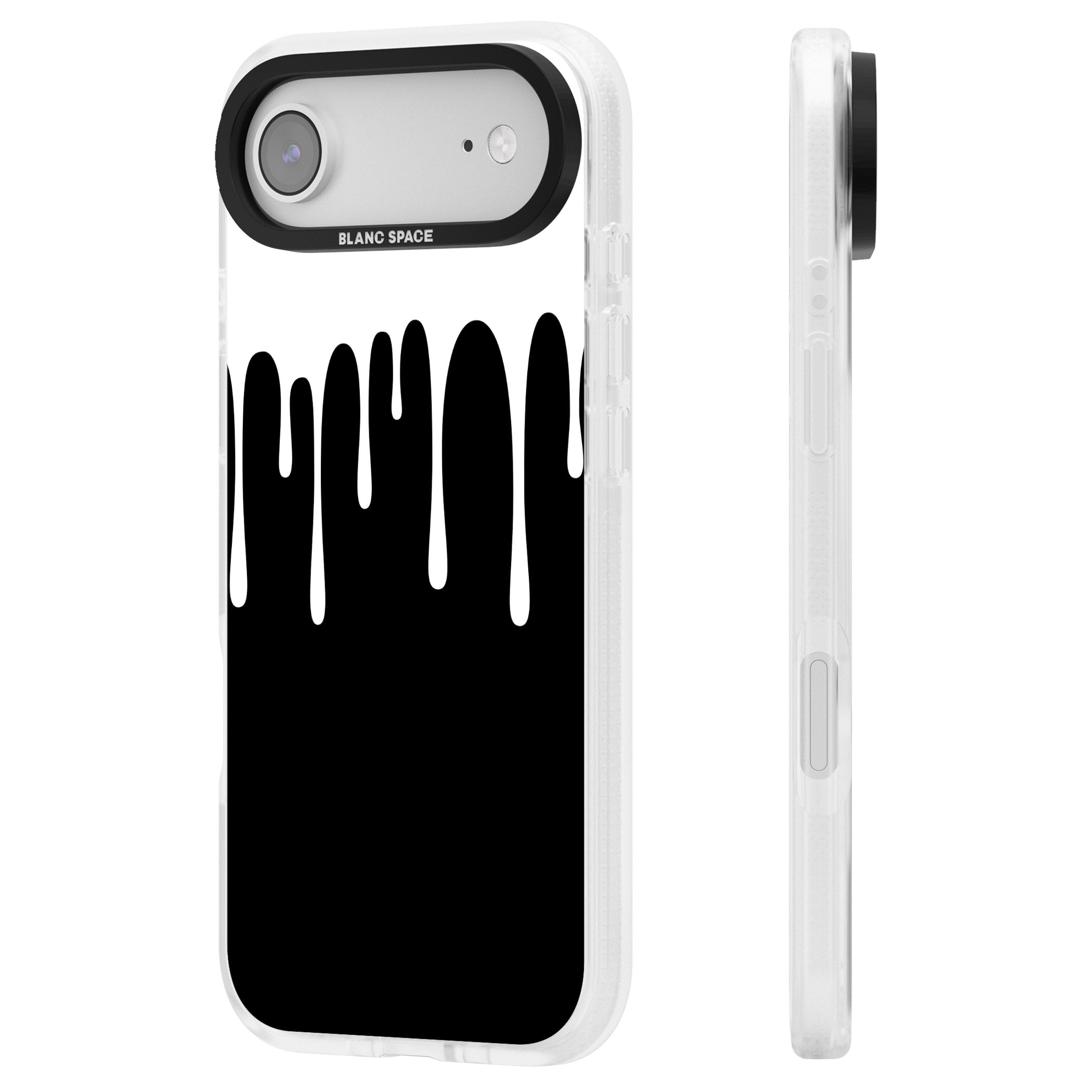 Melted Effect: White & Black iPhone 17 Air Impact Air Clear Phone Case Side Profile