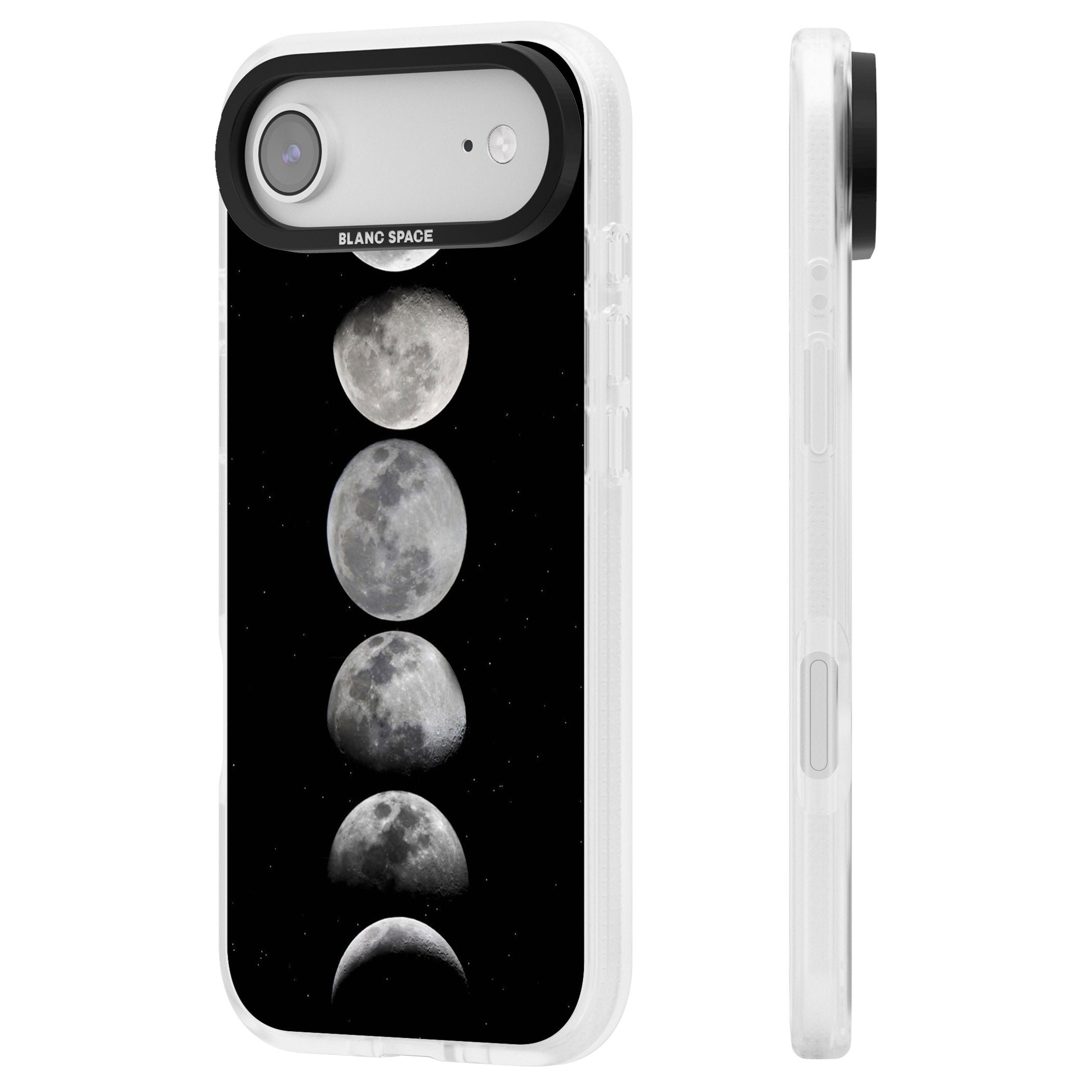 Phases Of The Moon iPhone 17 Air Impact Air Clear Phone Case Side Profile