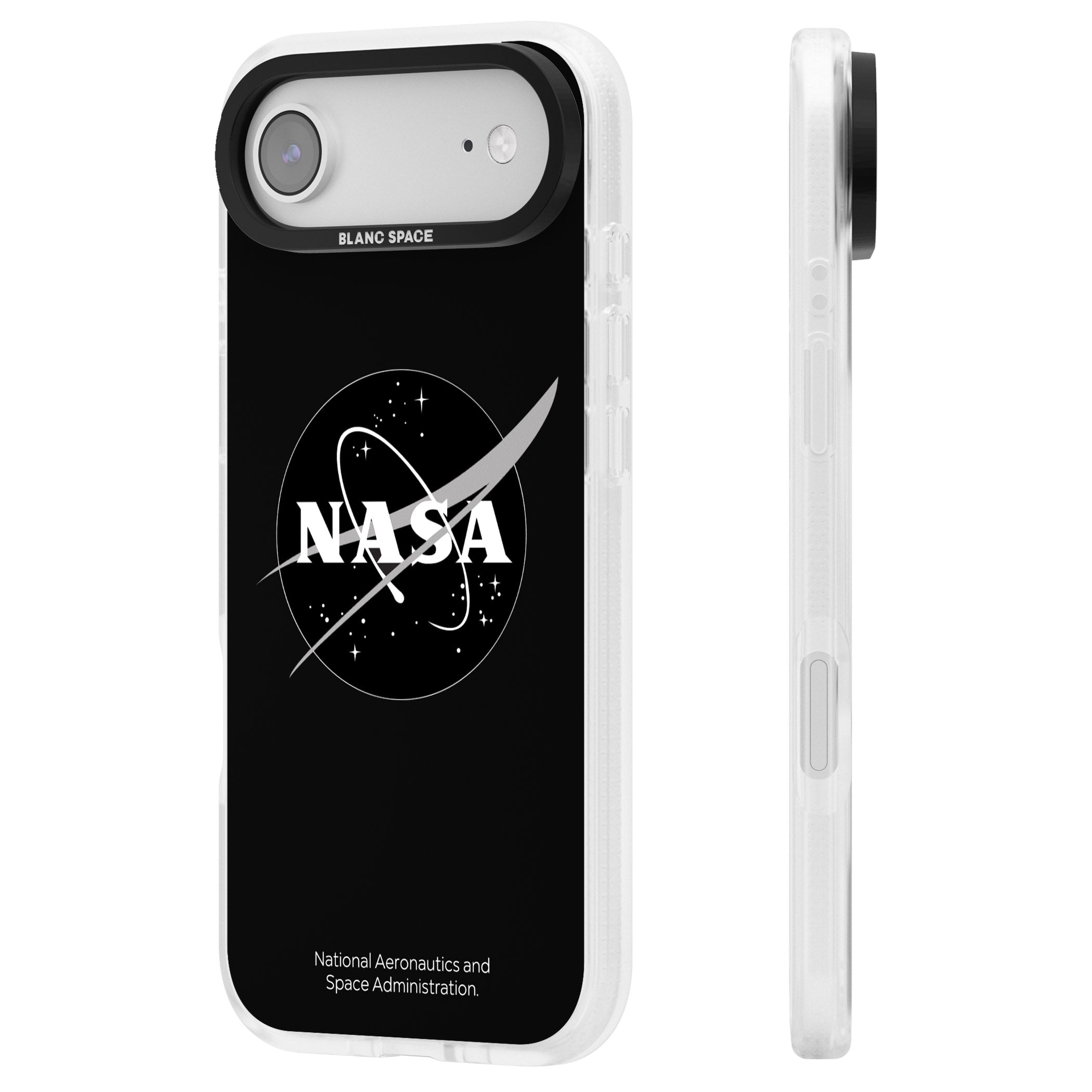 Dark Nasa Meatball iPhone 17 Air Impact Air Clear Phone Case Side Profile