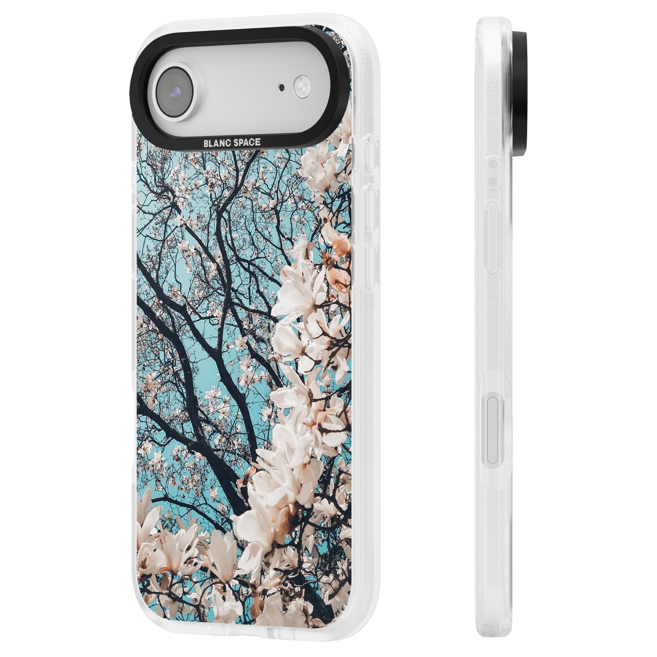 Magnolia Bloom iPhone 17 Air Impact Air Clear Phone Case Side Profile
