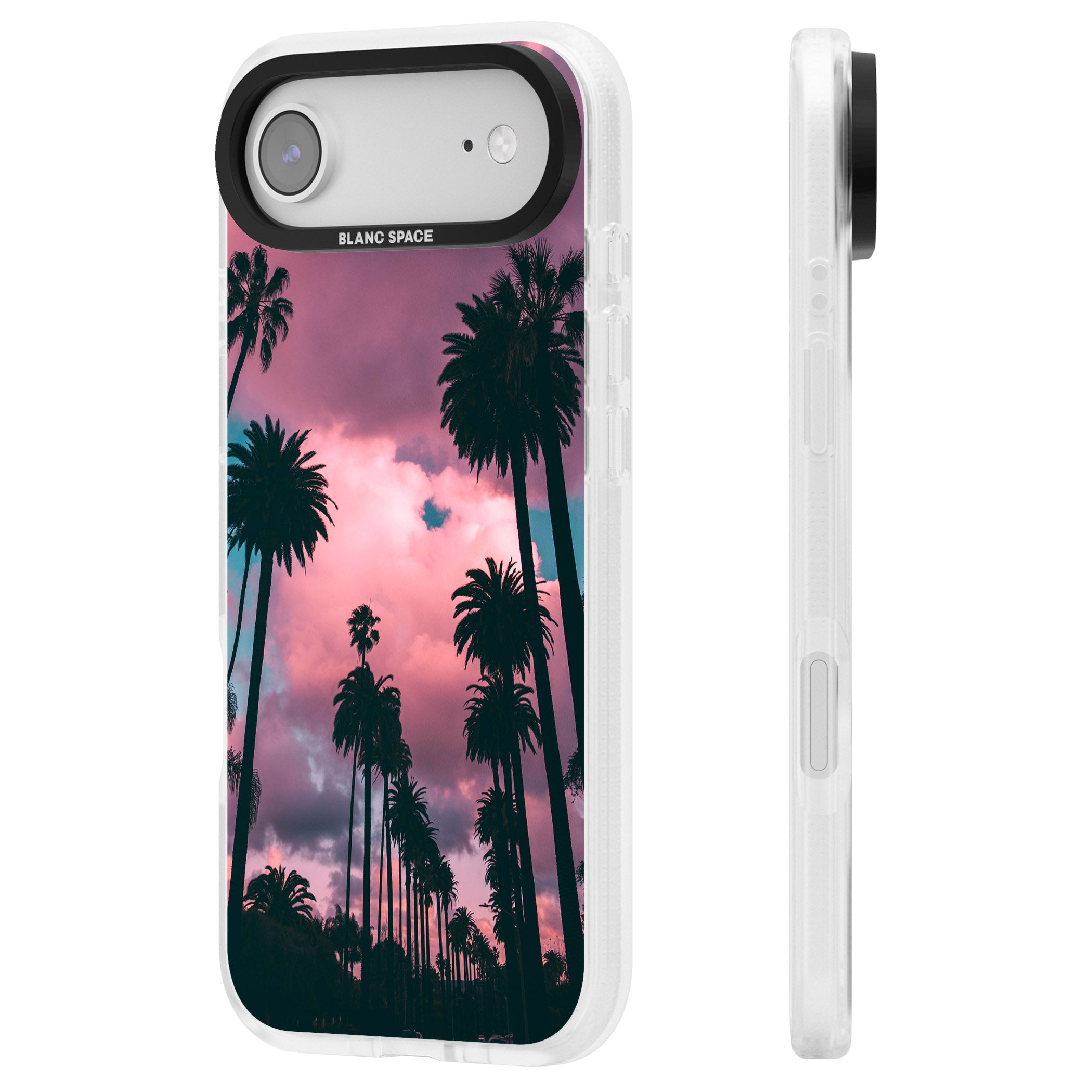 Sunset Palms iPhone 17 Air Impact Air Clear Phone Case Side Profile