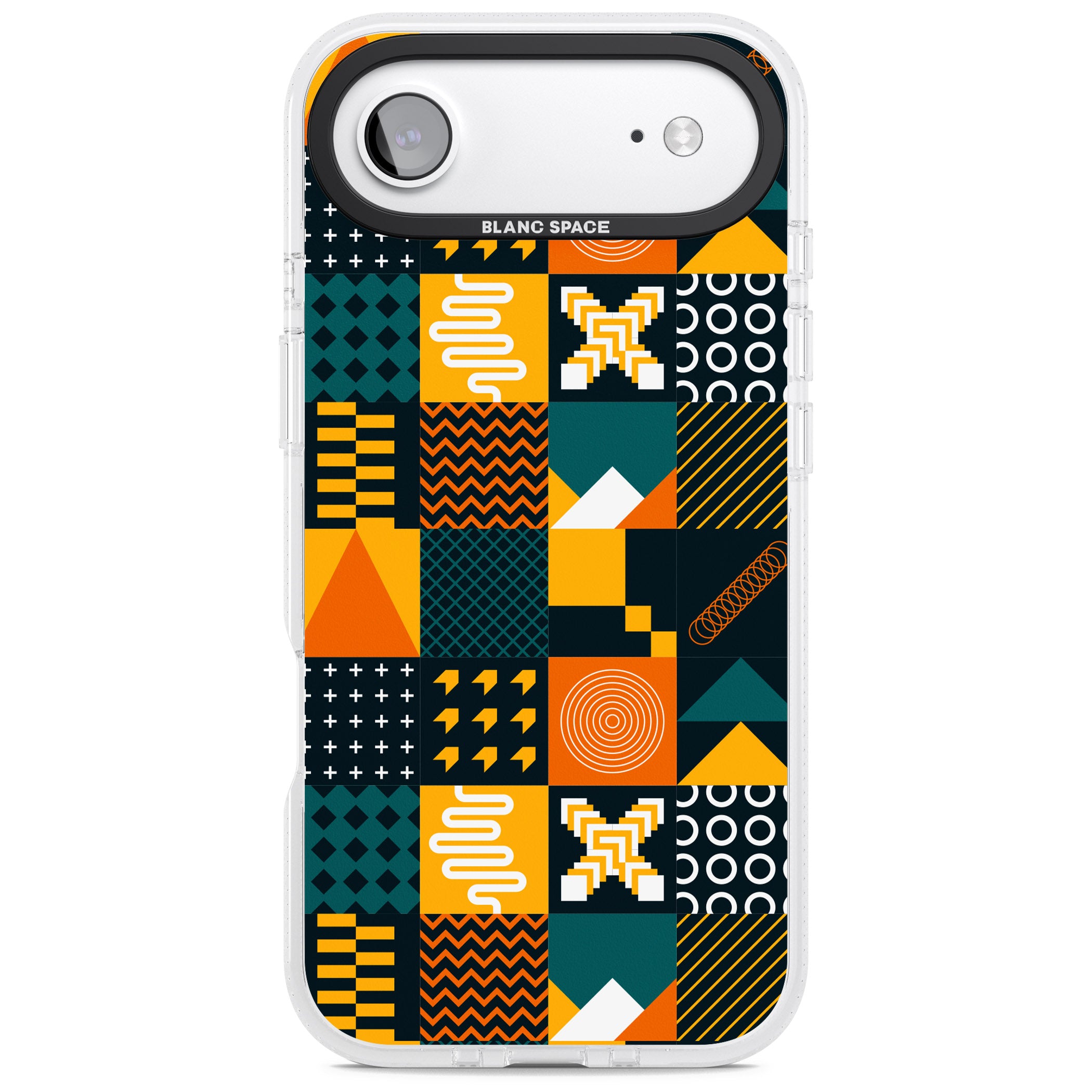 Funky Geometric Patterns: Orange & Dark Green iPhone 17 Air Impact Air Clear Phone Case