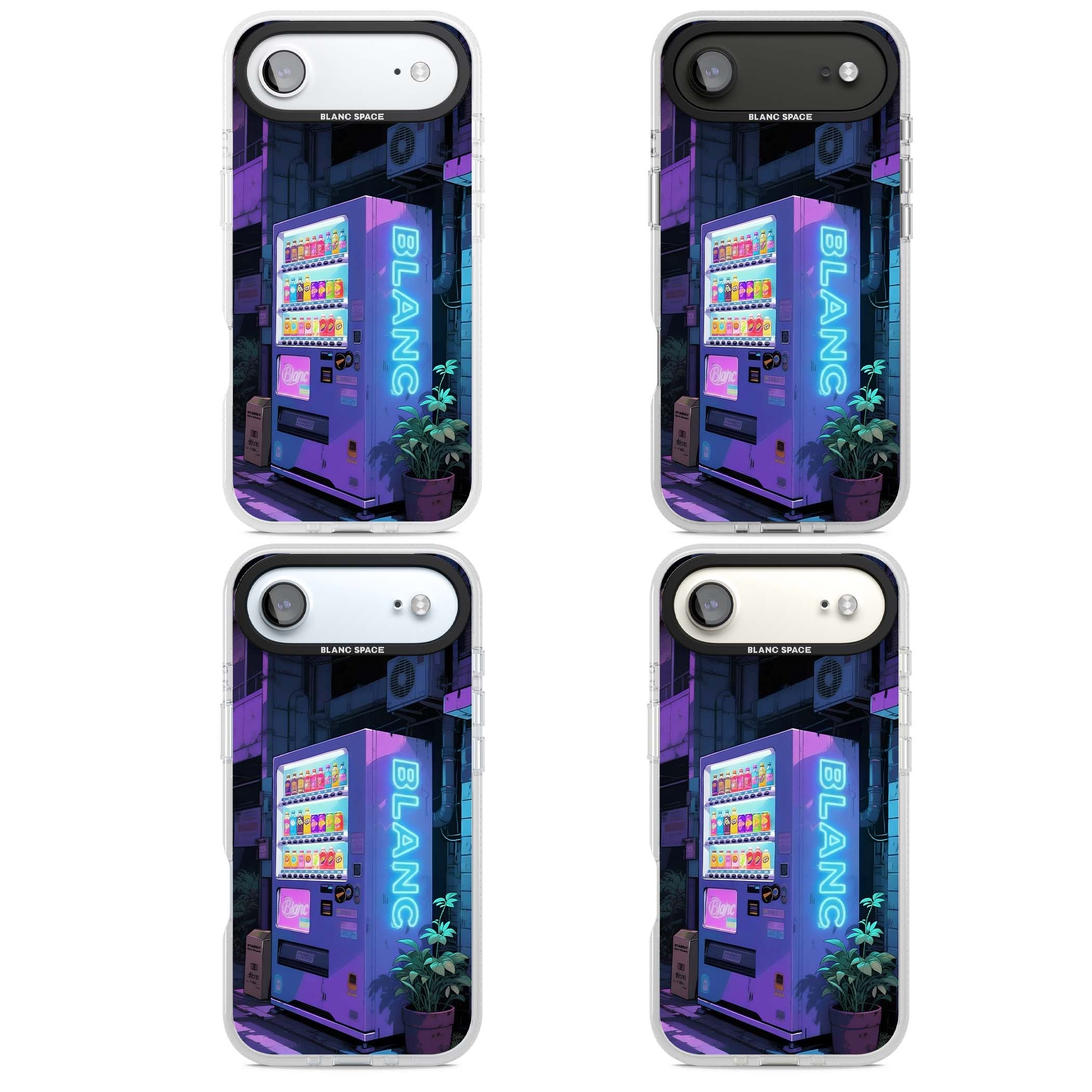 Shibuya Glow Japanese iPhone case featuring a glowing Tokyo vending machine, neon signage, and moody purple alleyway | Clear Case Impact Air case for iPhone Air