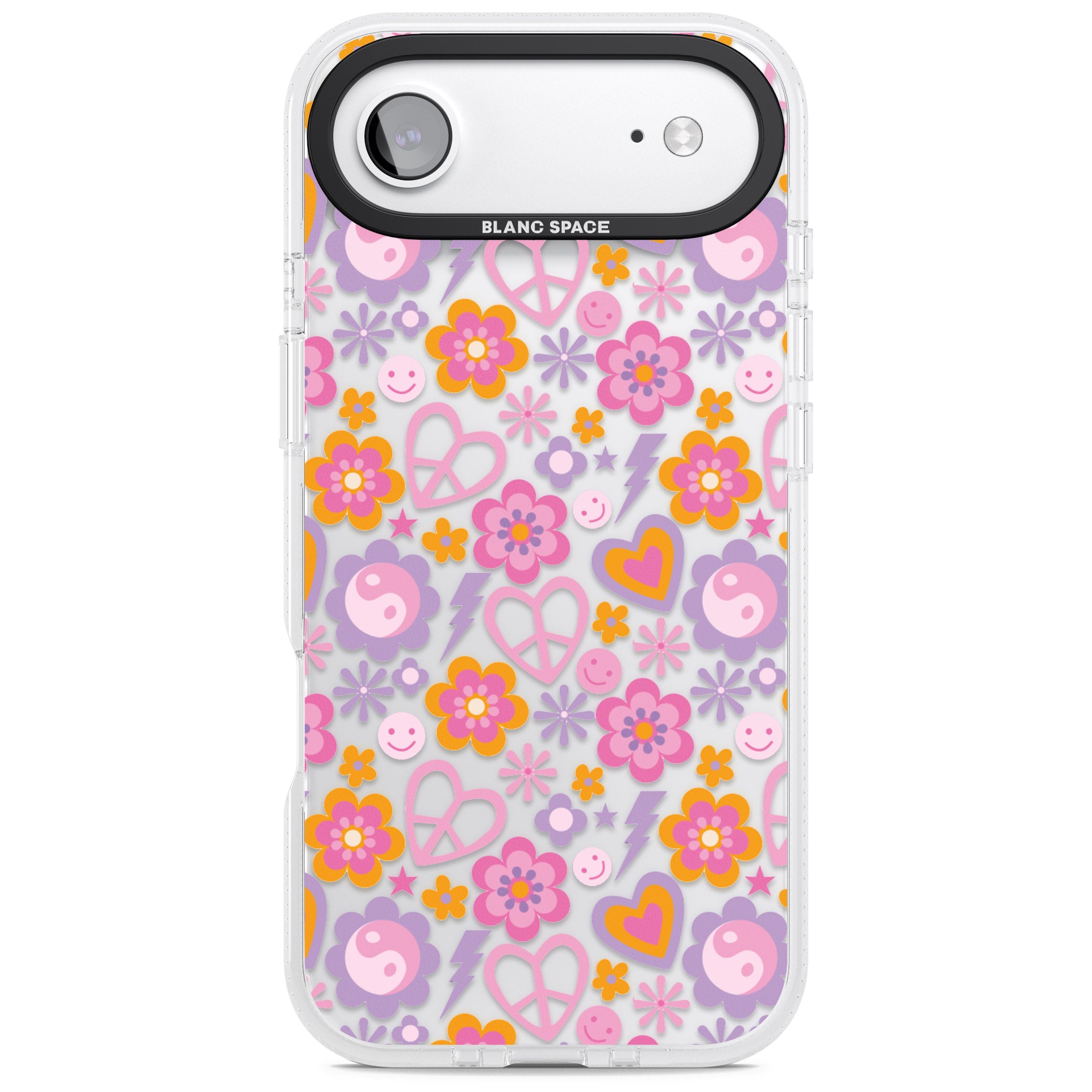 Peace, Love And Flowers Pattern iPhone 17 Air Impact Air Clear Phone Case