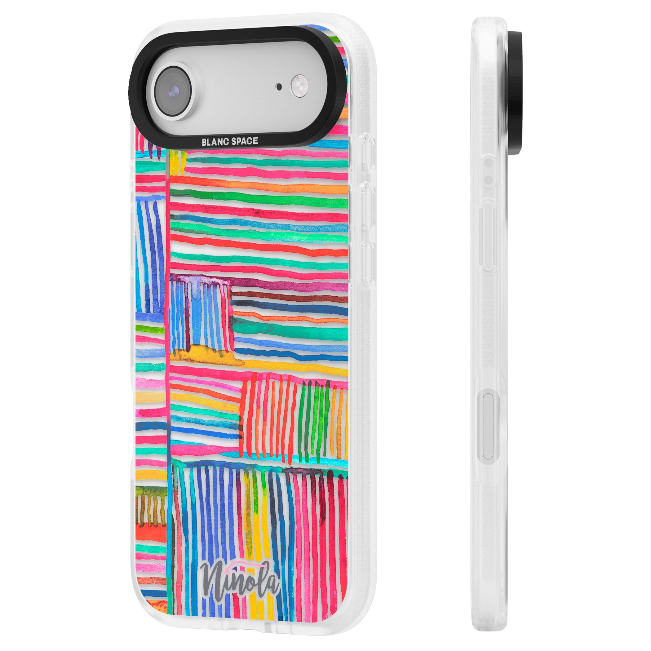 Vibrant Watercolor Lines iPhone 17 Air Impact Air Clear Phone Case Side Profile
