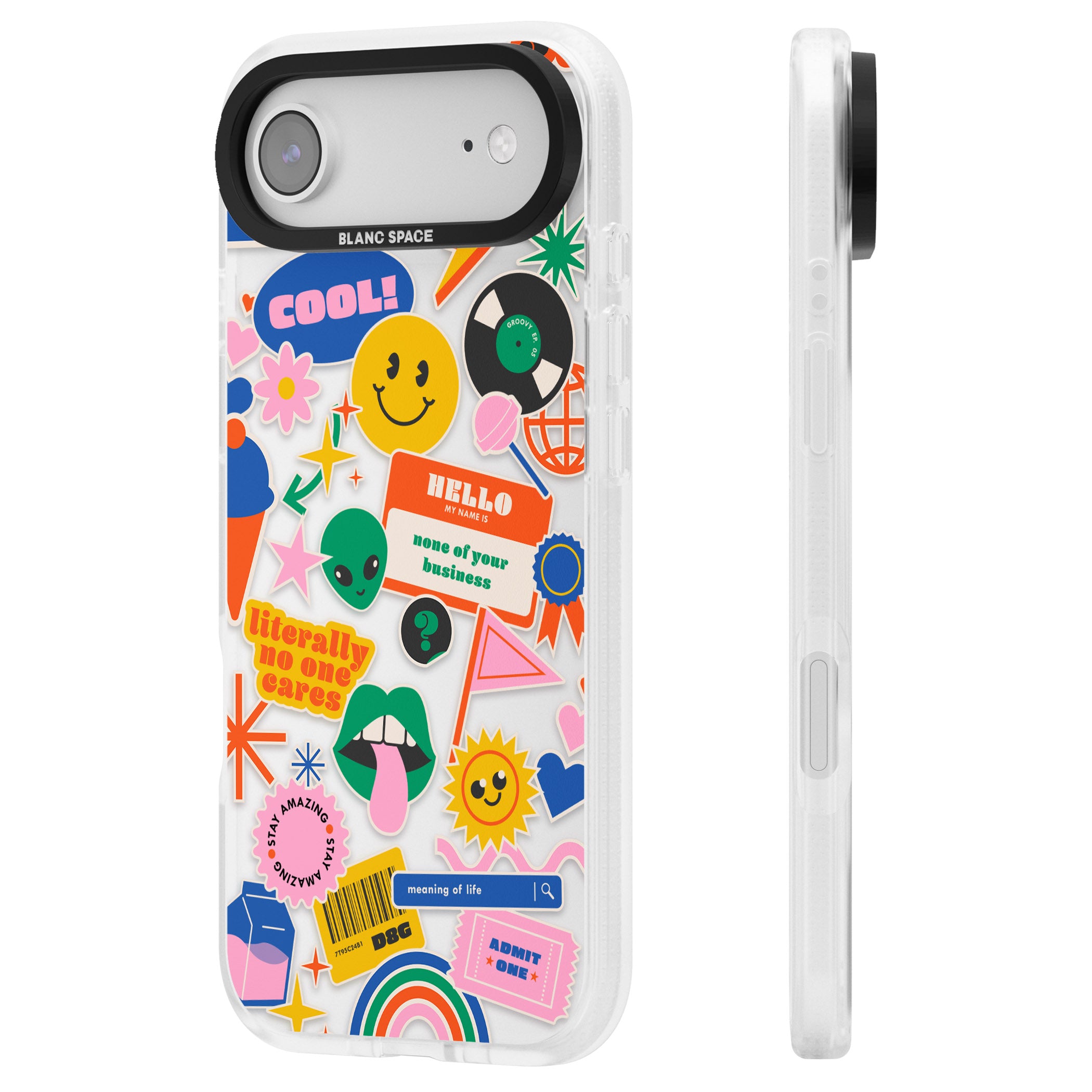 Nostalgic Sticker Vibes iPhone 17 Air Impact Air Clear Phone Case Side Profile