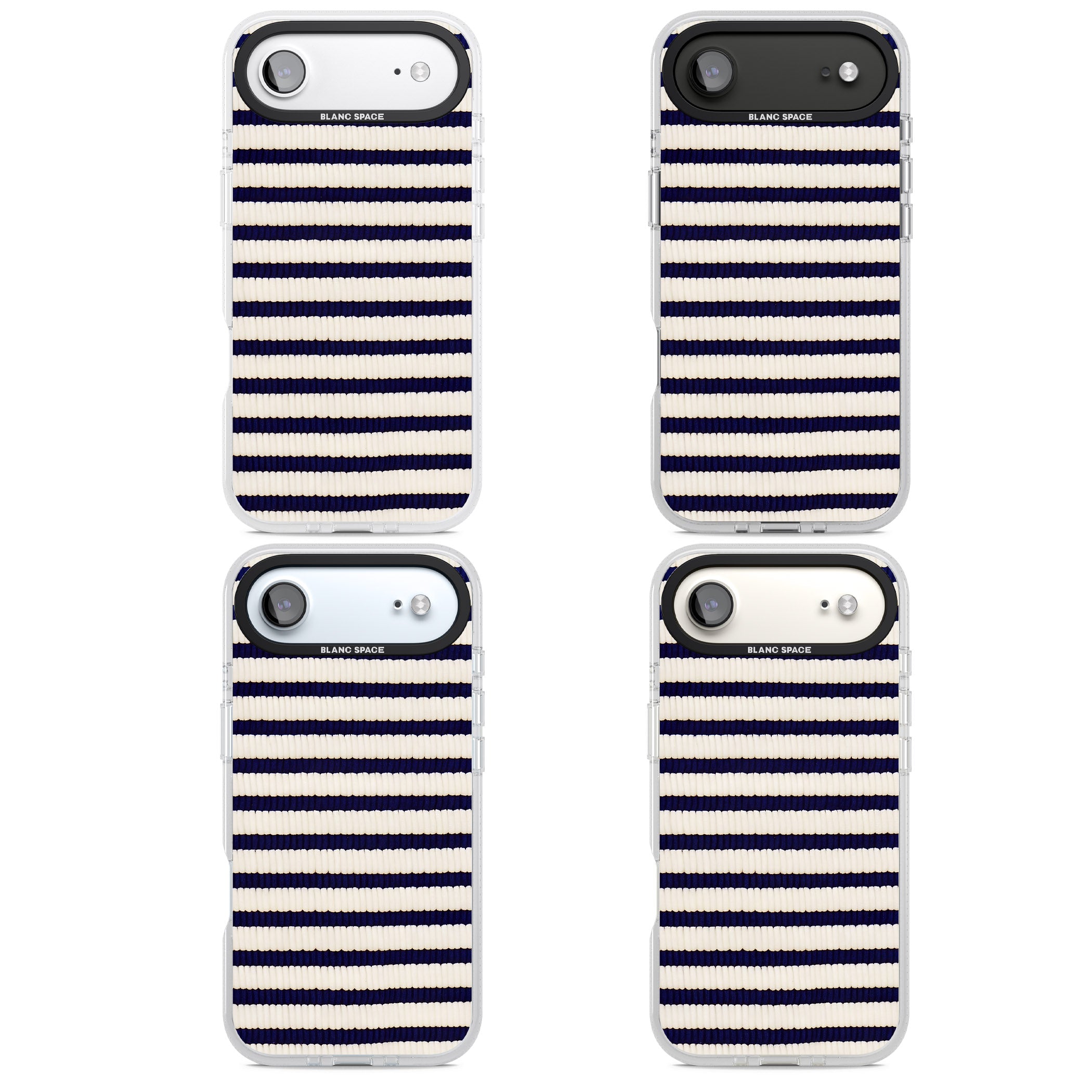 Navy & Cream Stripes iPhone 17 Air Impact Air Clear Phone Case APT Impact Protection