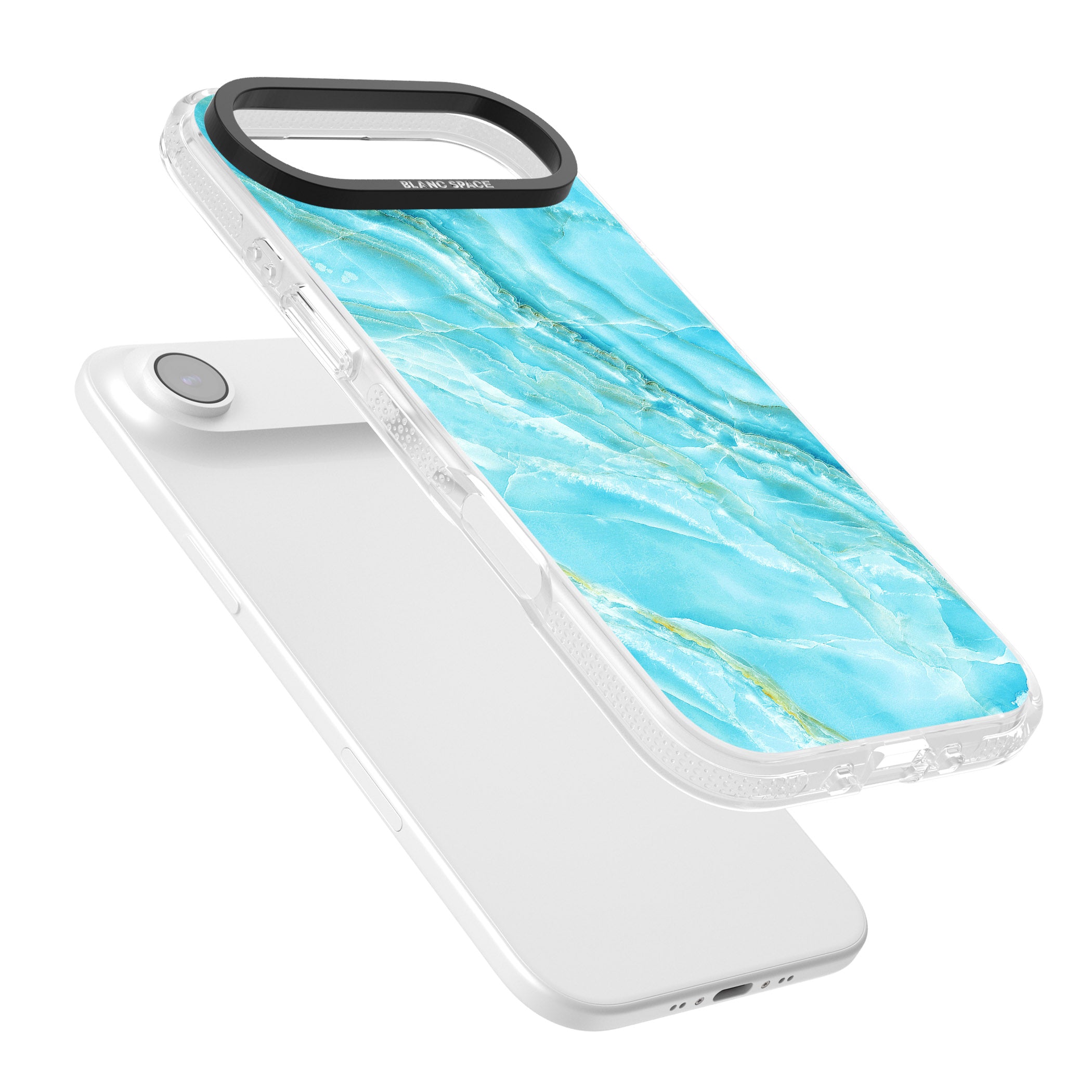 Blue Onyx Marble iPhone 17 Air Impact Air Clear Phone Case Colours