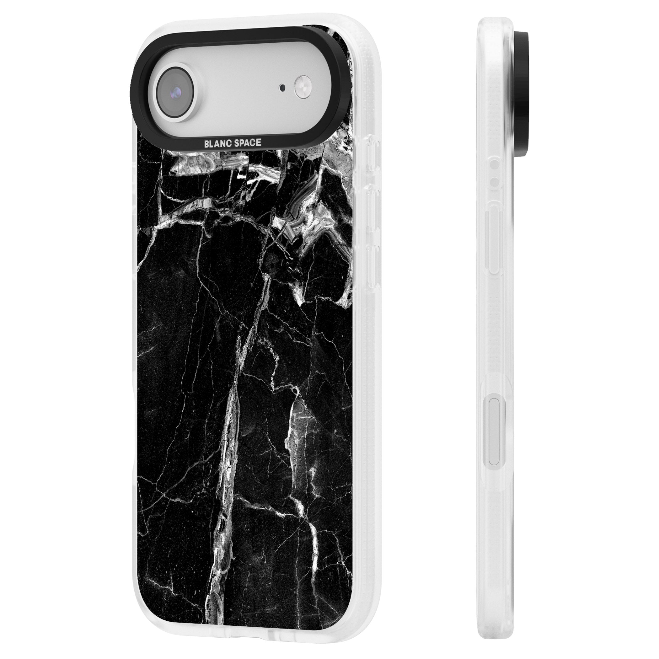 Black Onyx Marble iPhone 17 Air Impact Air Clear Phone Case Side Profile