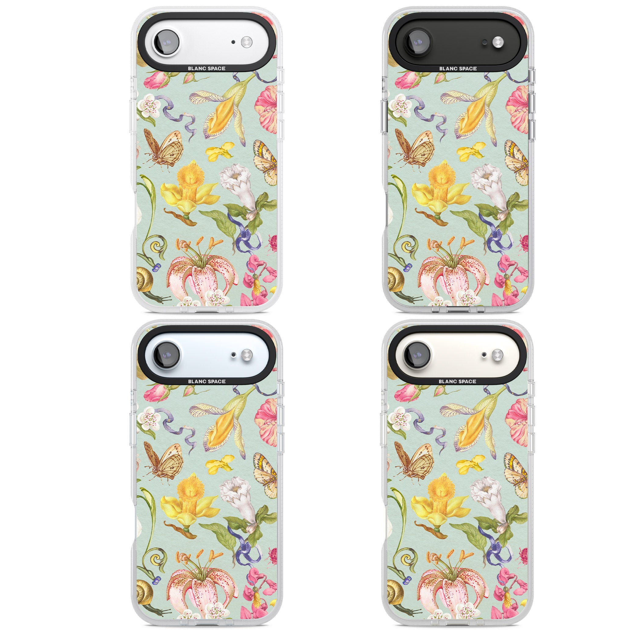 Blue Vintage Painted Flowers iPhone 17 Air Impact Air Clear Phone Case APT Impact Protection