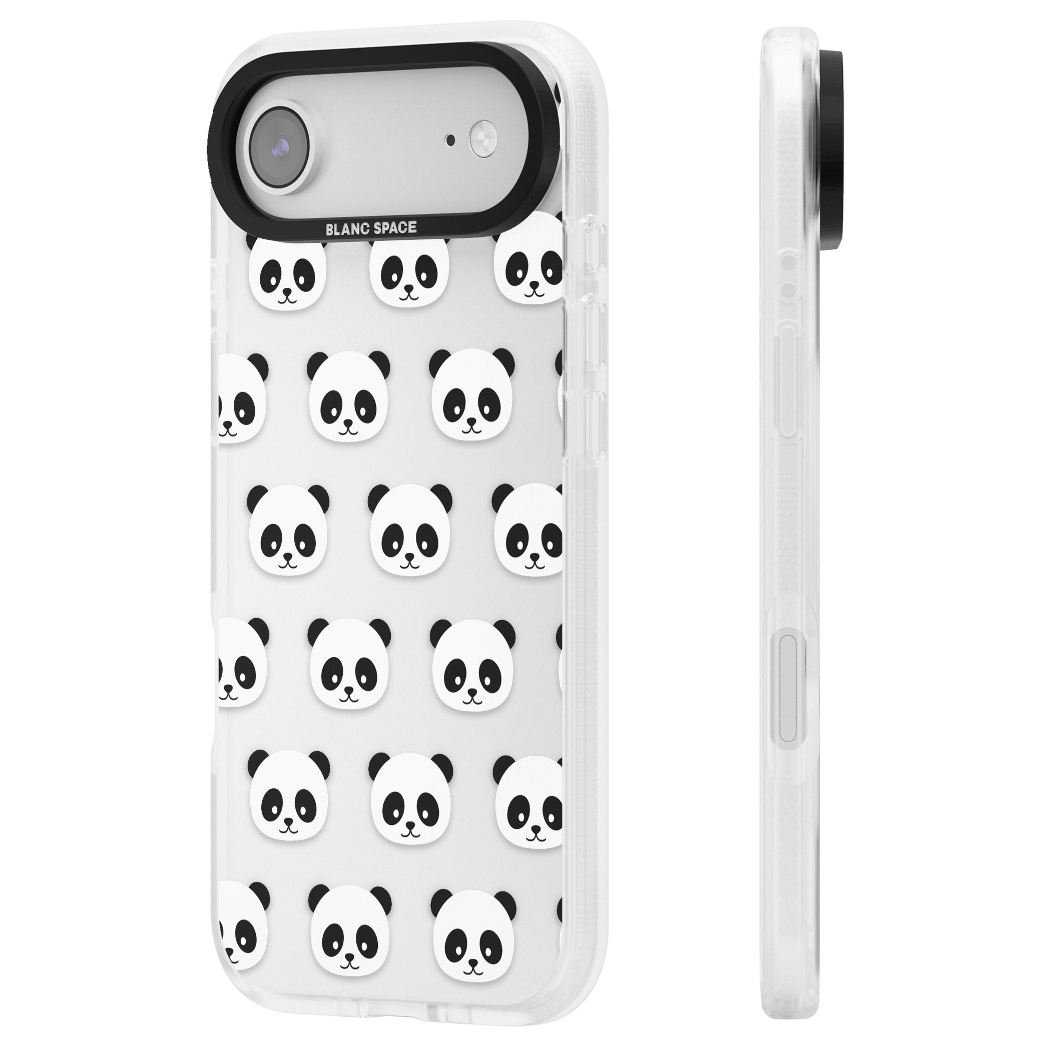 Panda Face Pattern iPhone 17 Air Impact Air Clear Phone Case Side Profile
