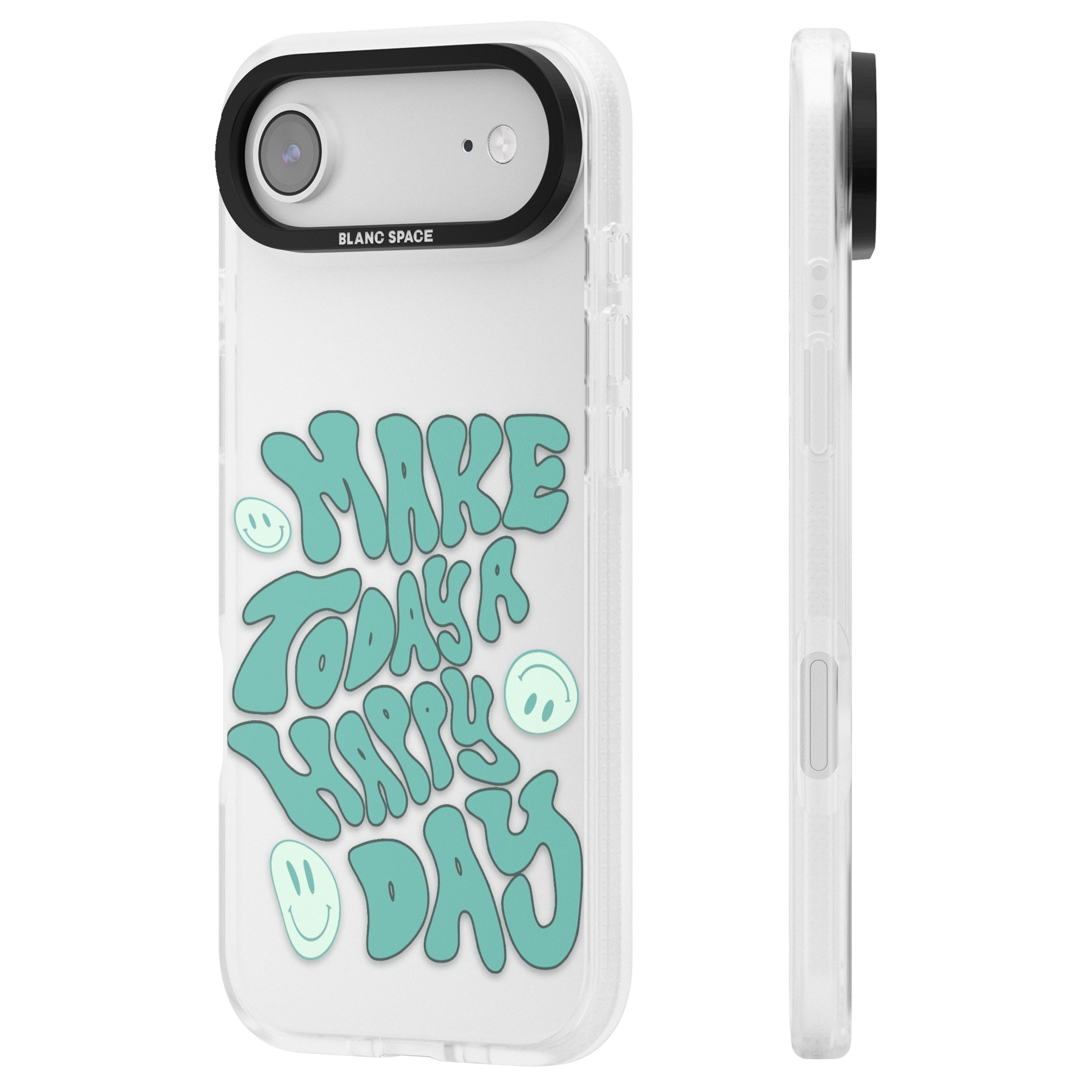 Make Today A Happy Day iPhone 17 Air Impact Air Clear Phone Case Side Profile