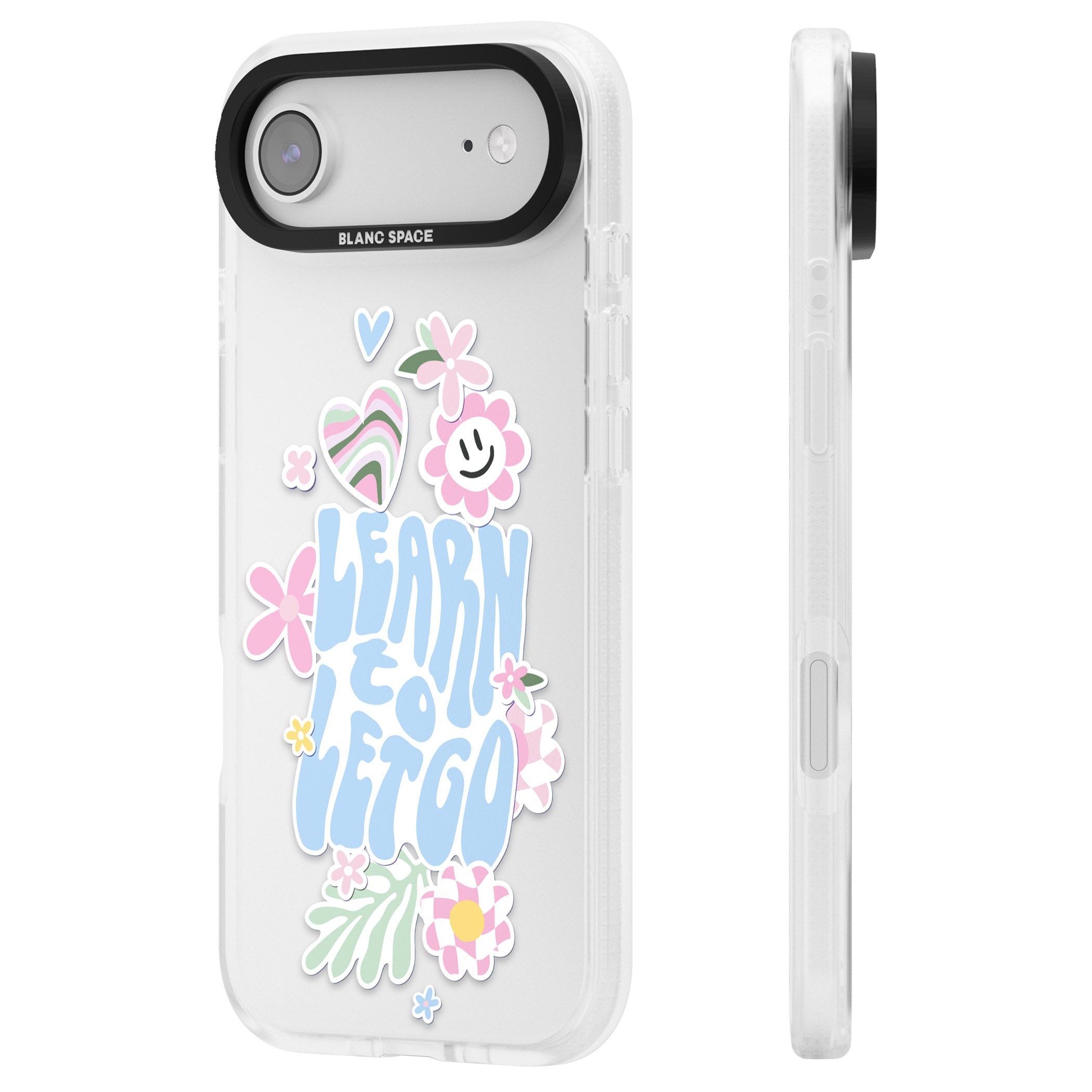 Learn To Let Go iPhone 17 Air Impact Air Clear Phone Case Side Profile
