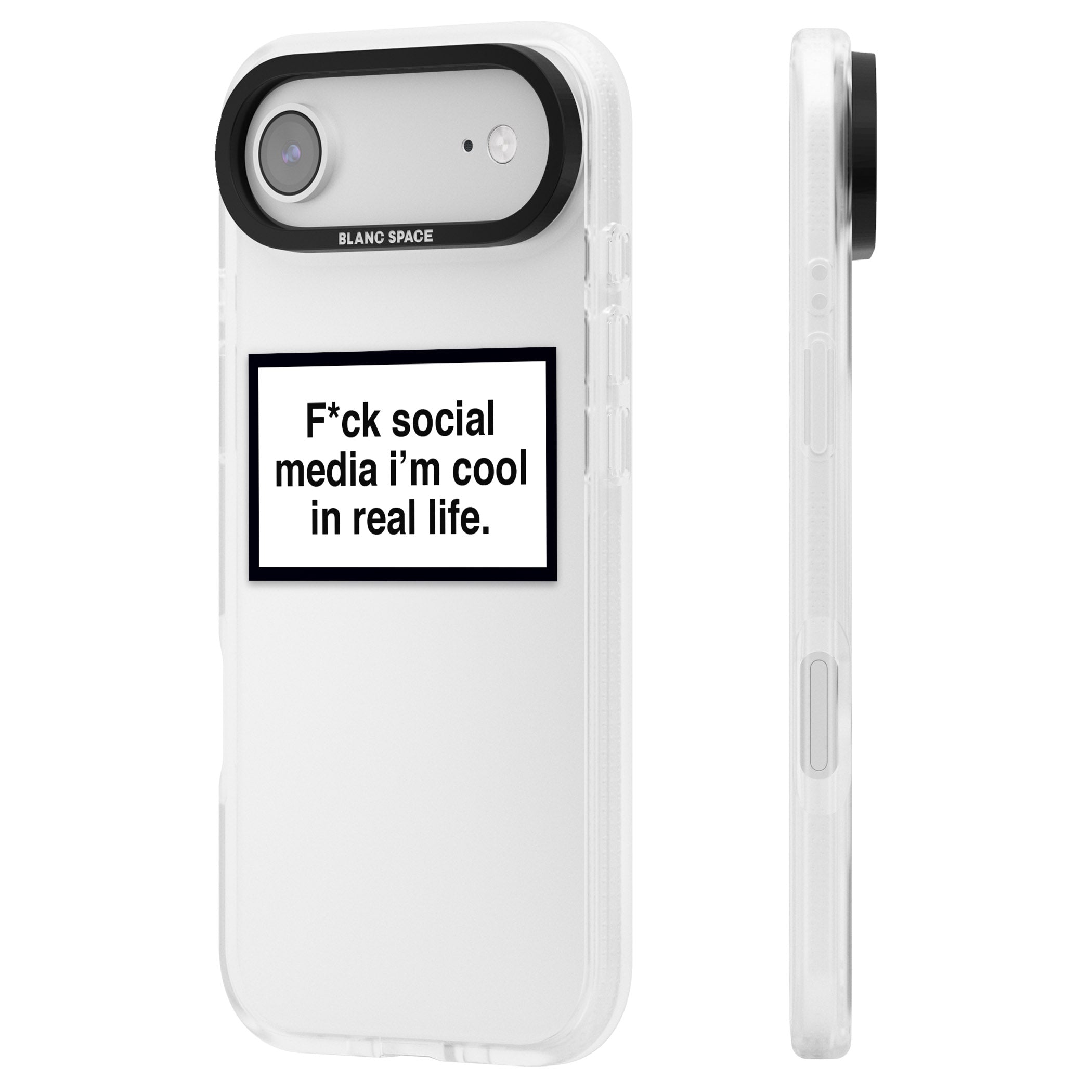 F*Ck Social Media iPhone 17 Air Impact Air Clear Phone Case Side Profile
