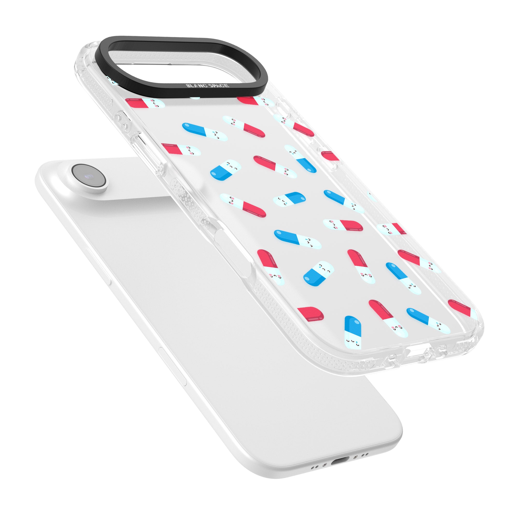 Kawaii Pill Pattern iPhone 17 Air Impact Air Clear Phone Case Colours