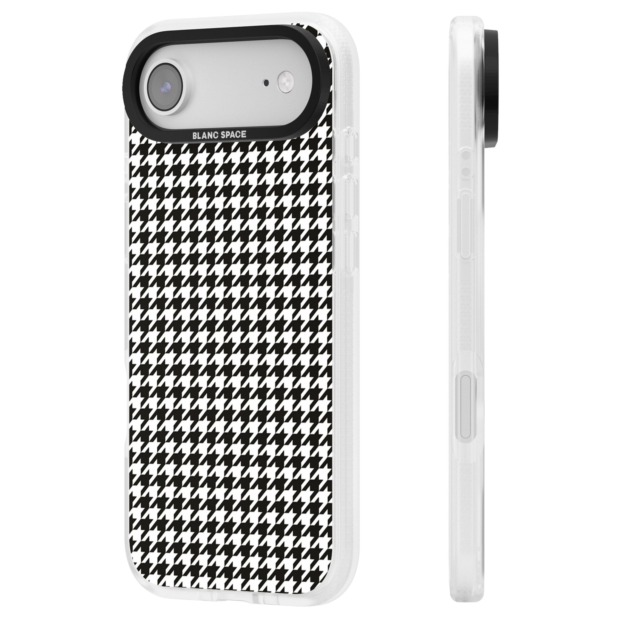 Chic Houndstooth Check iPhone 17 Air Impact Air Clear Phone Case Side Profile