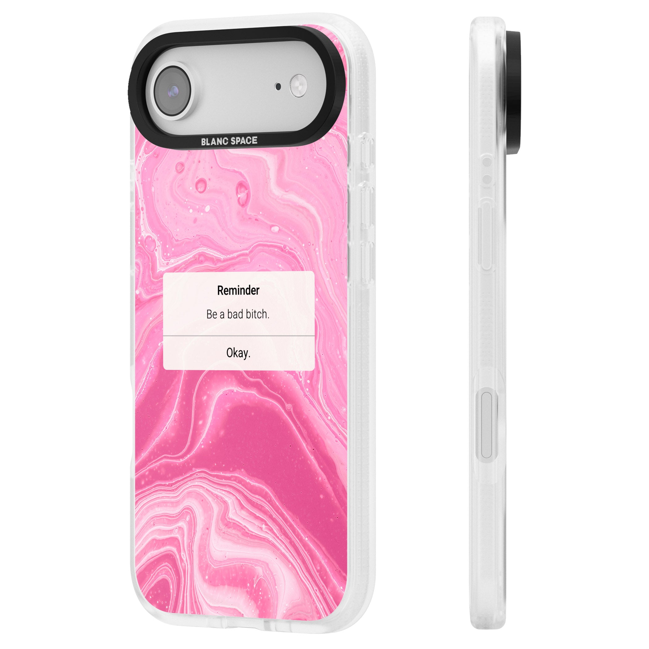 Bad Bitch Reminder iPhone 17 Air Impact Air Clear Phone Case Side Profile